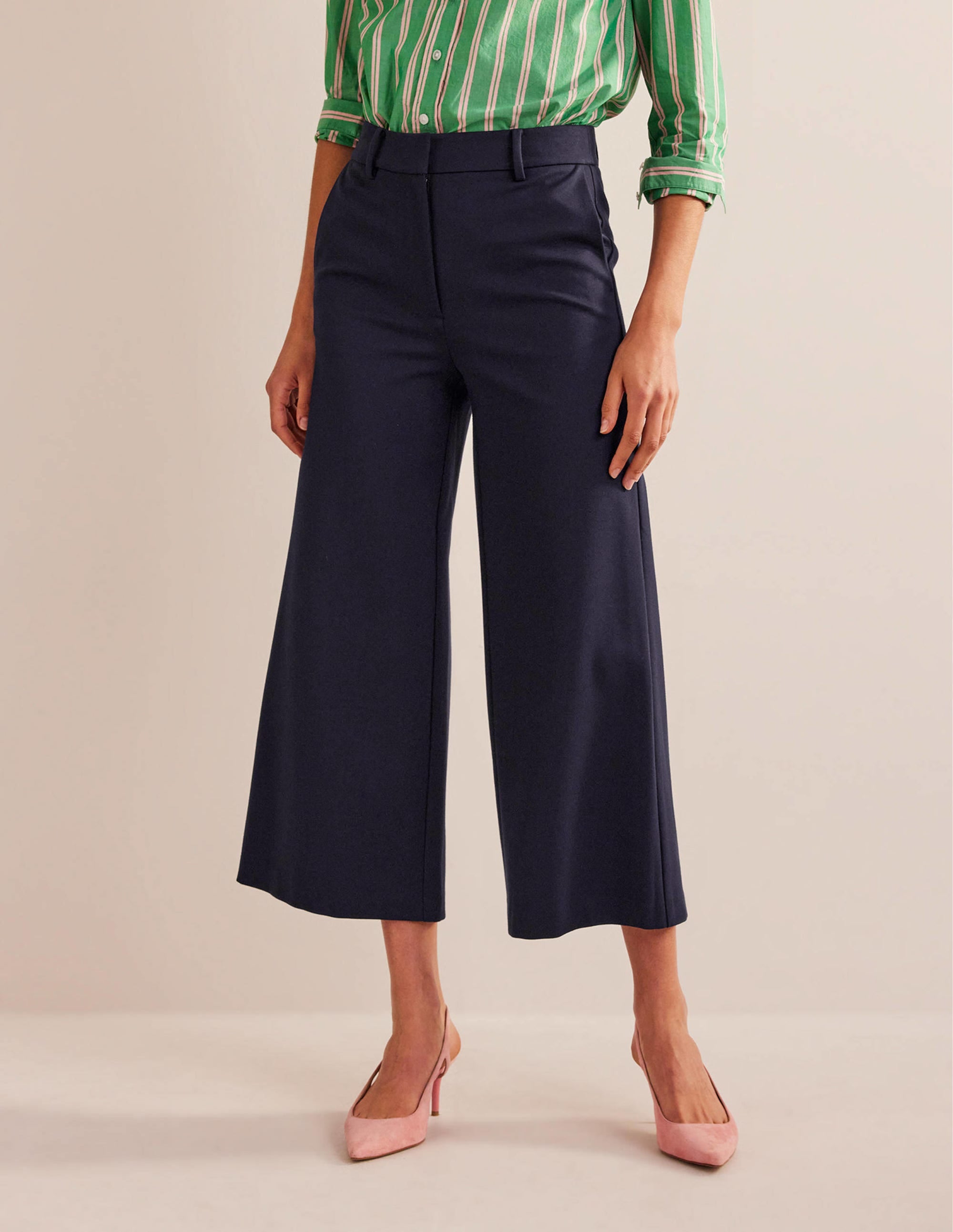 Jupe-culotte large en jersey-Bleu marine - Image 4