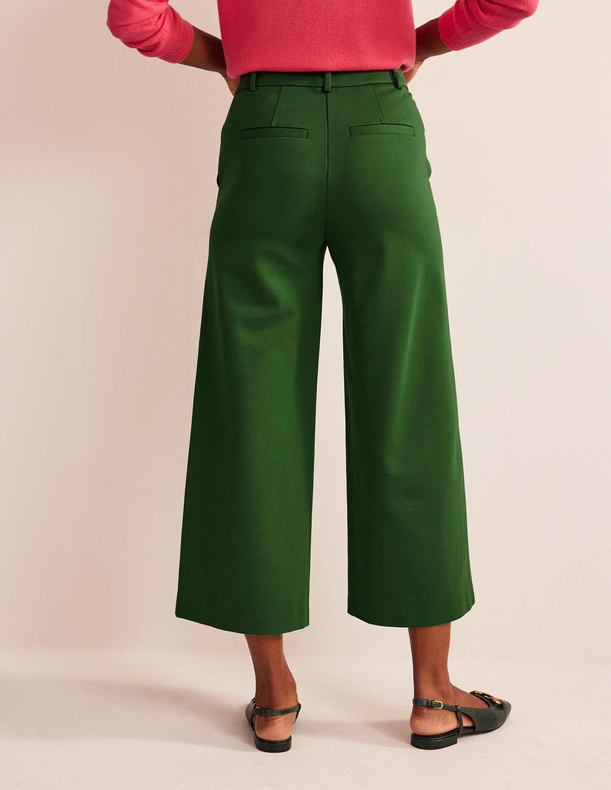 Wide-Leg Ponte Culottes-Winter Green-3