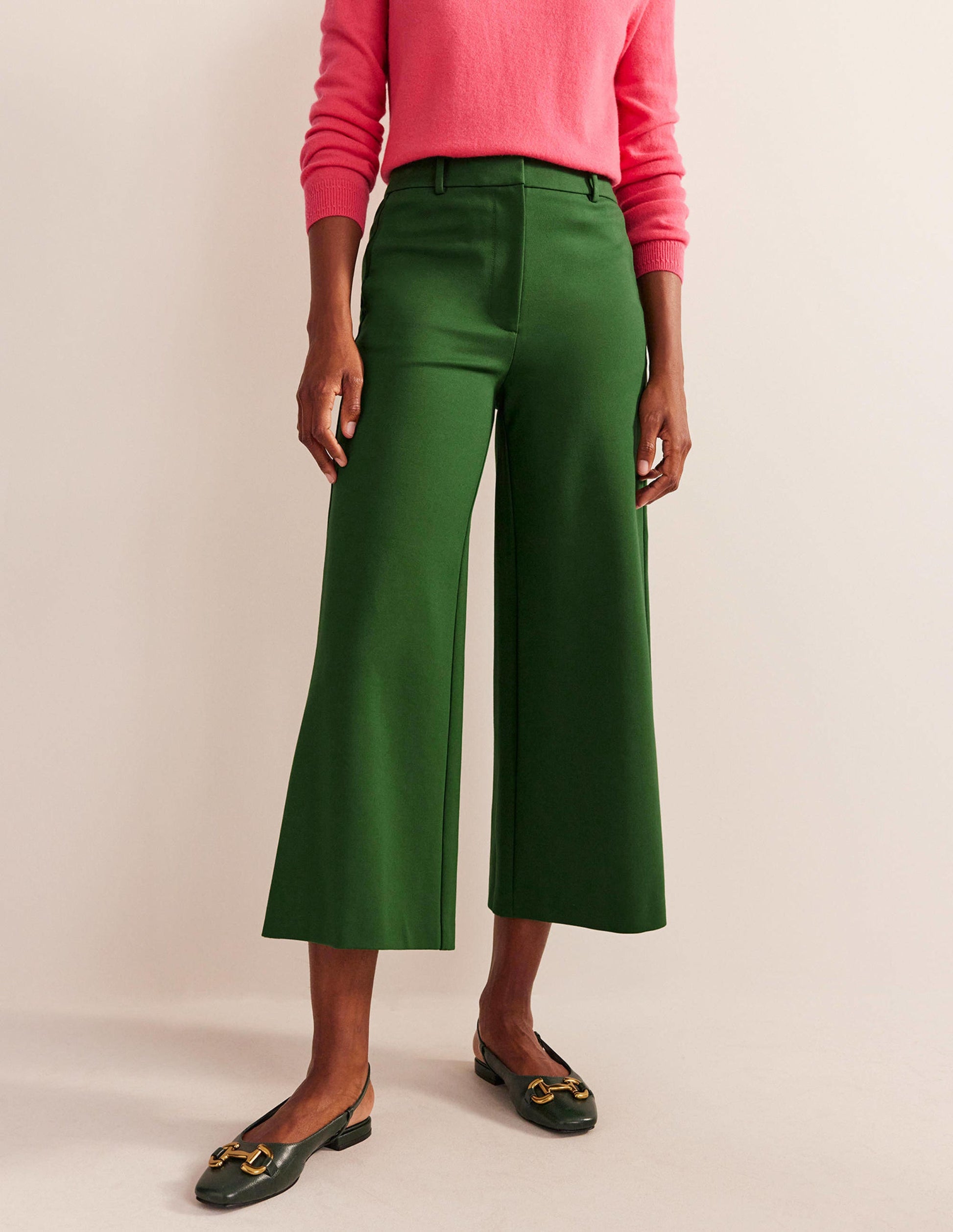 Wide-Leg Ponte Culottes-Winter Green-4