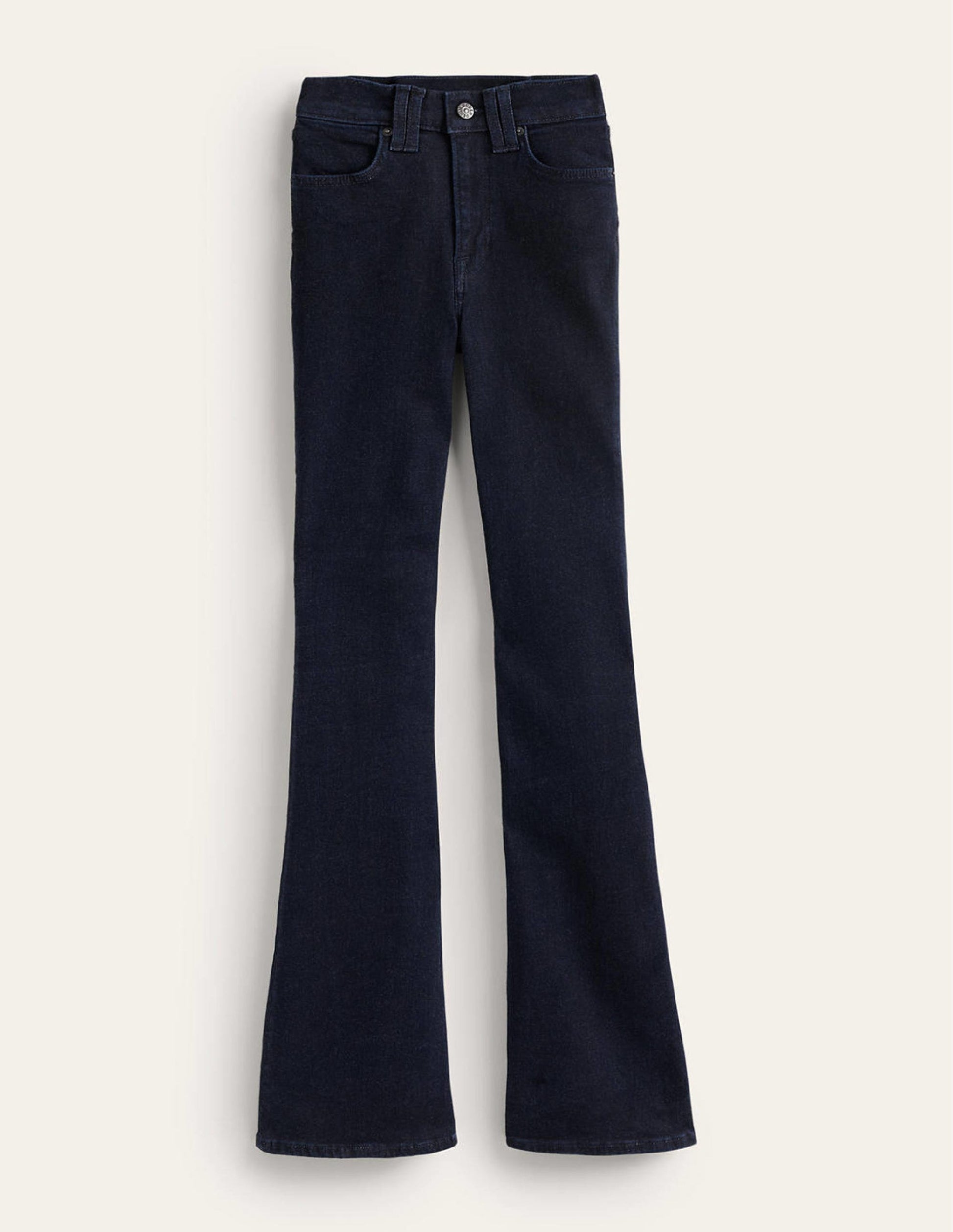 Schmale Jeans mit mittelhohem Bund und leichtem Schlag-Indigo Waschung-6