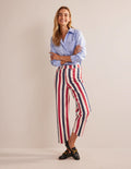 Pantalon droit rayé-Rayé rouge/bleu