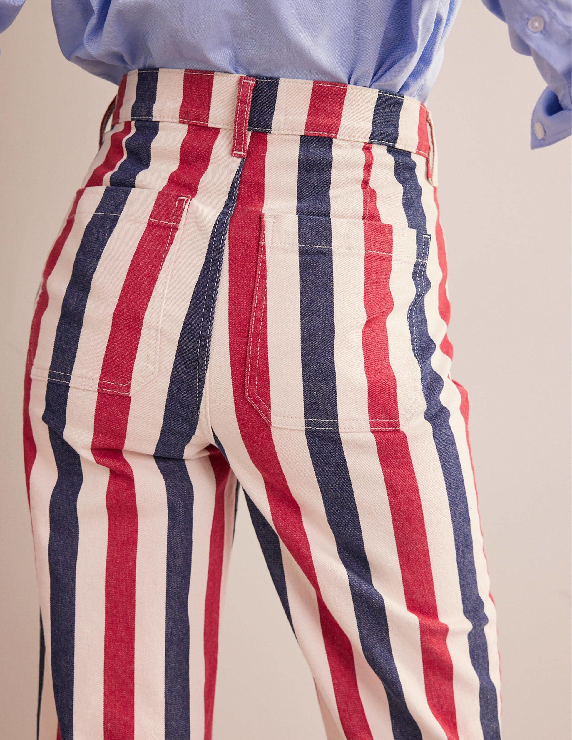 Pantalon droit rayé-Rayé rouge/bleu-2