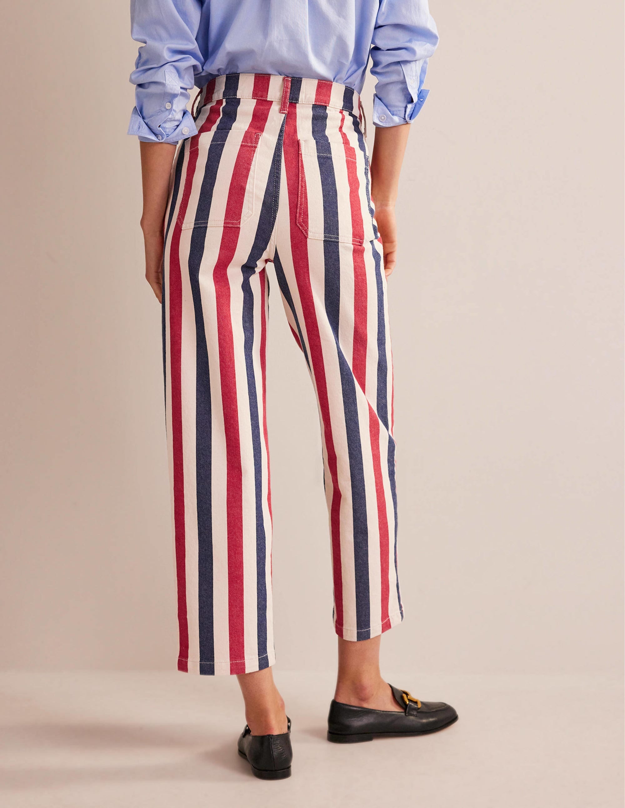Pantalon droit rayé-Rayé rouge/bleu - Image 3