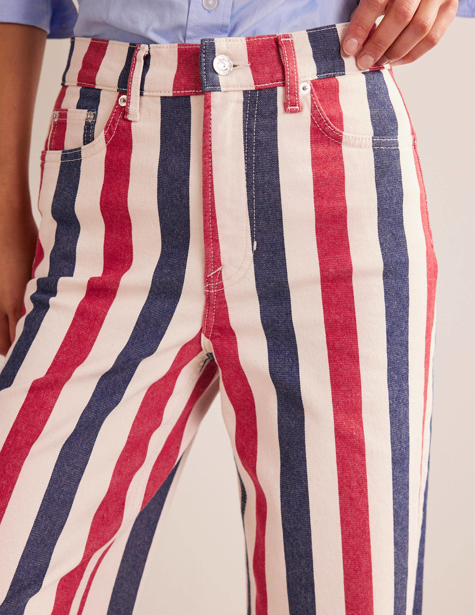 Pantalon droit rayé-Rayé rouge/bleu - Image 5