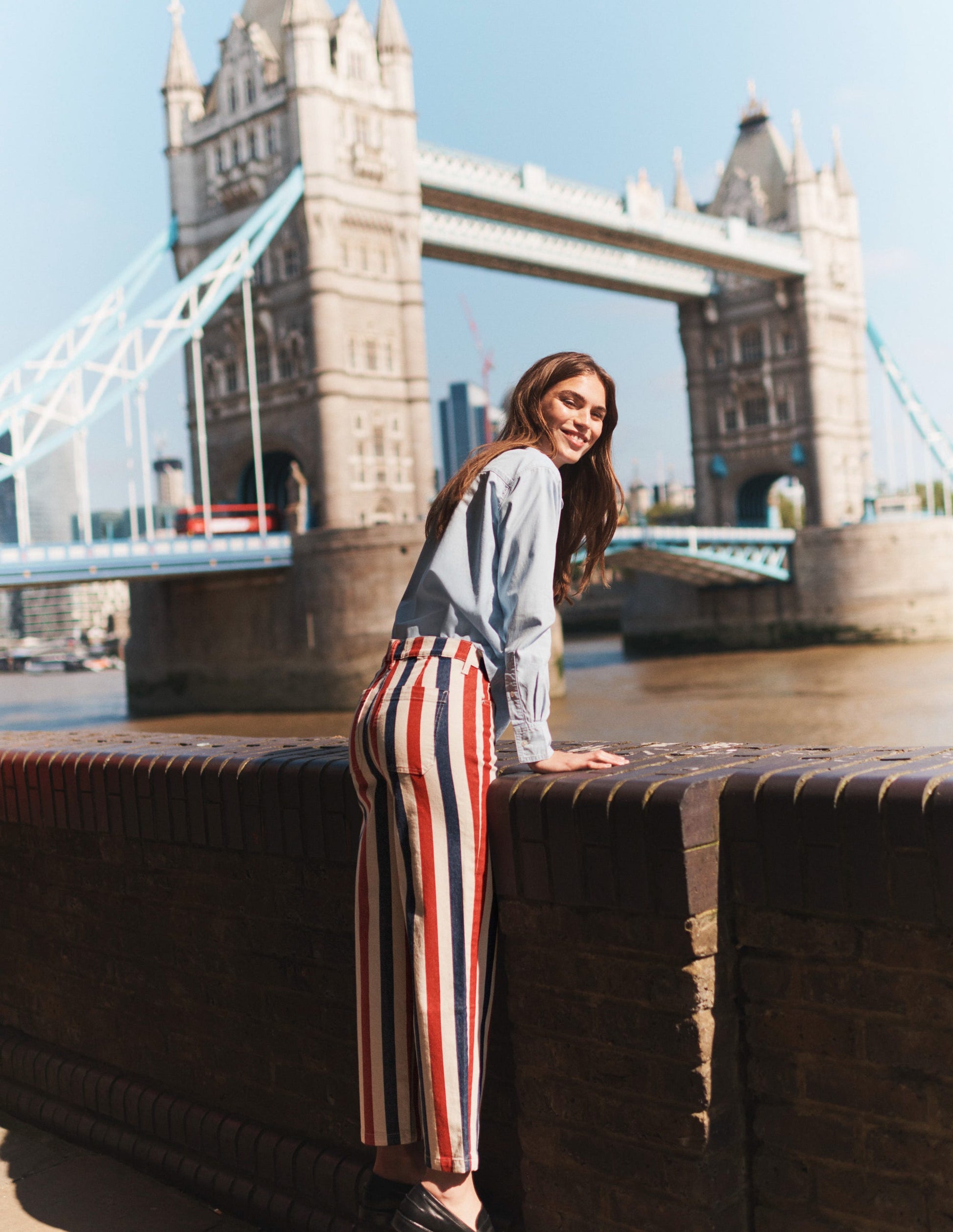 Pantalon droit rayé-Rayé rouge/bleu-6
