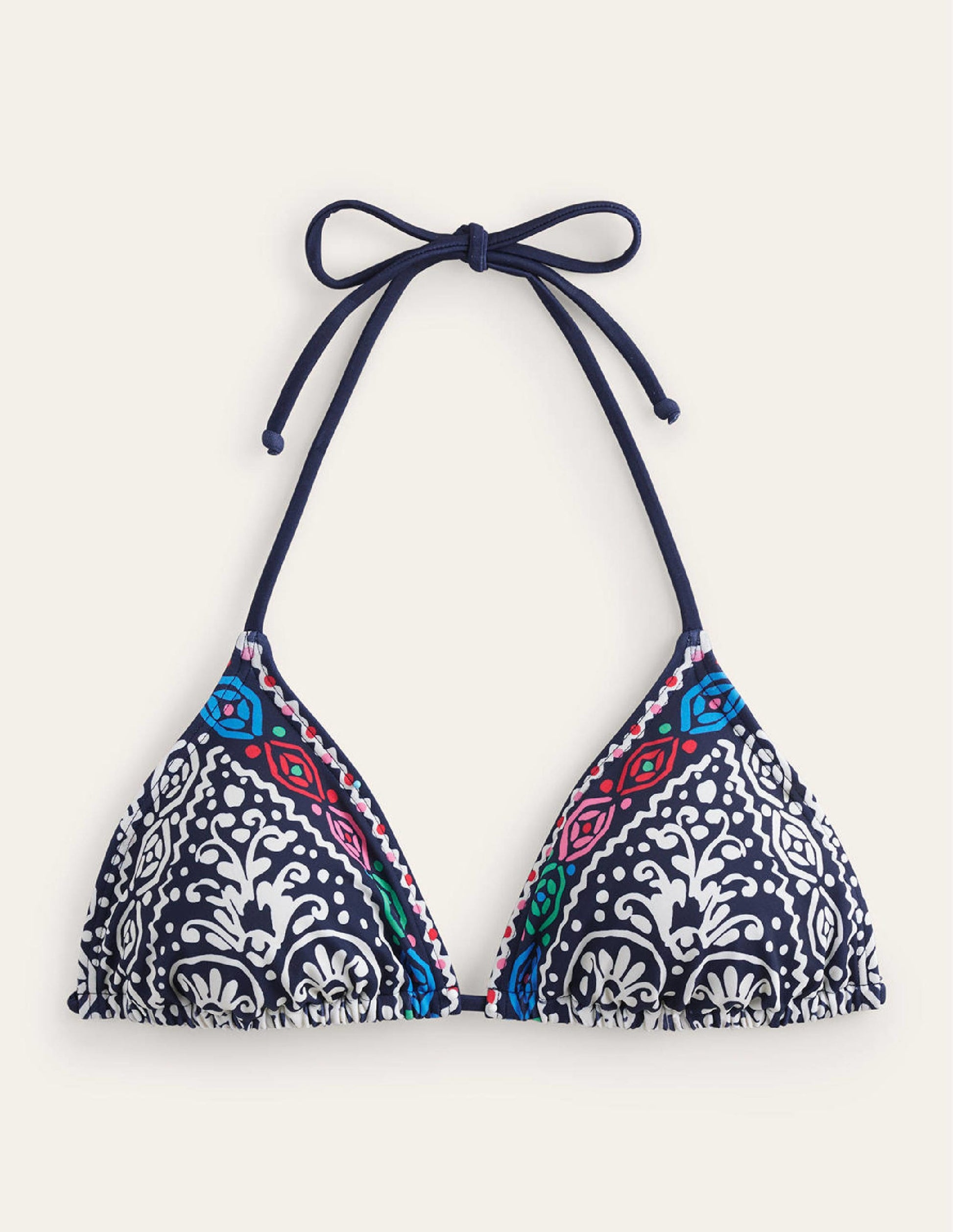 Haut de bikini Symi avec liens-Minuit, motif Kurbits Floral-5