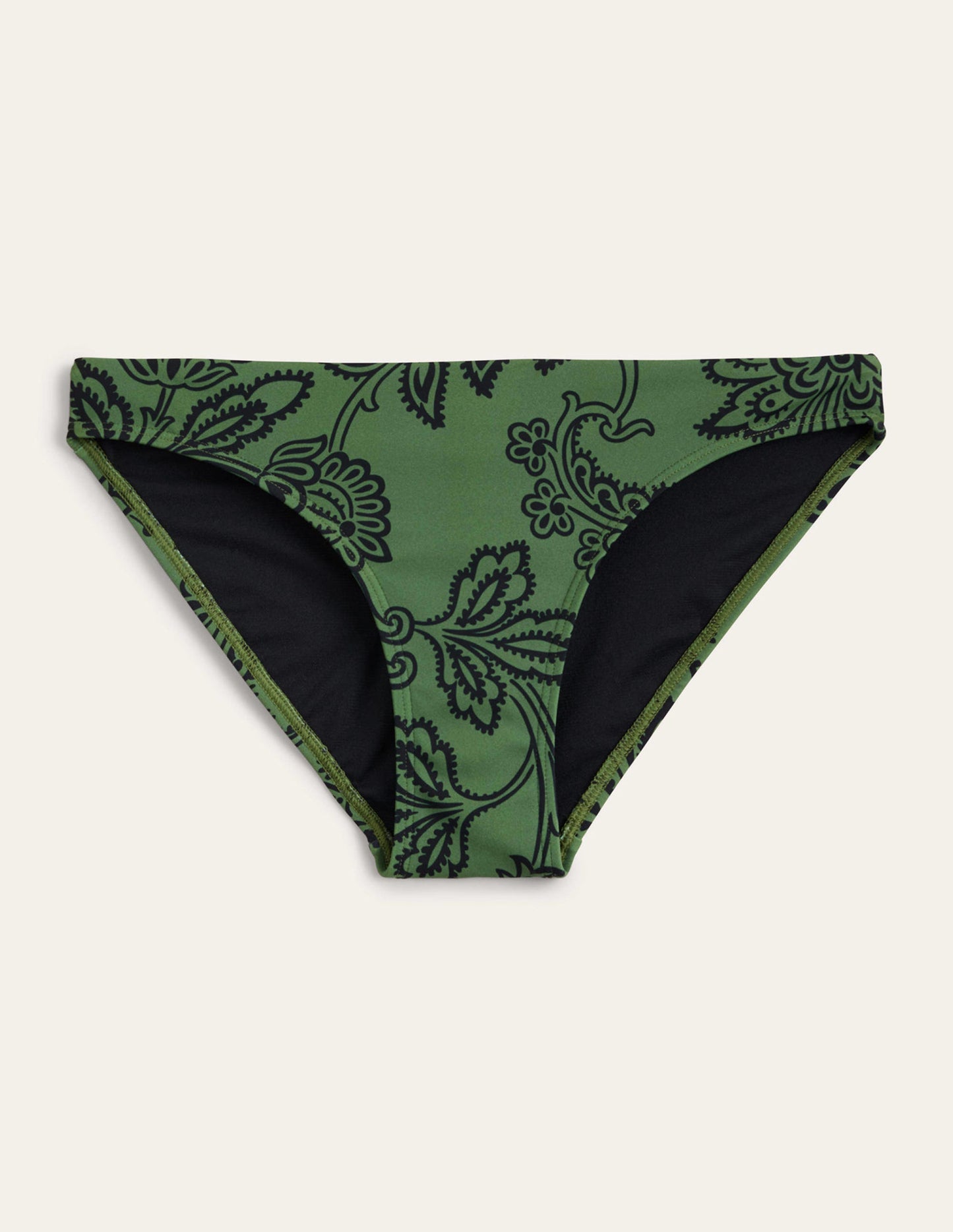 Bas de bikini intemporel-Vert hivernal, motif Meadow