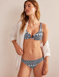 Bas de bikini intemporel-Noir, motif géométrique blanc