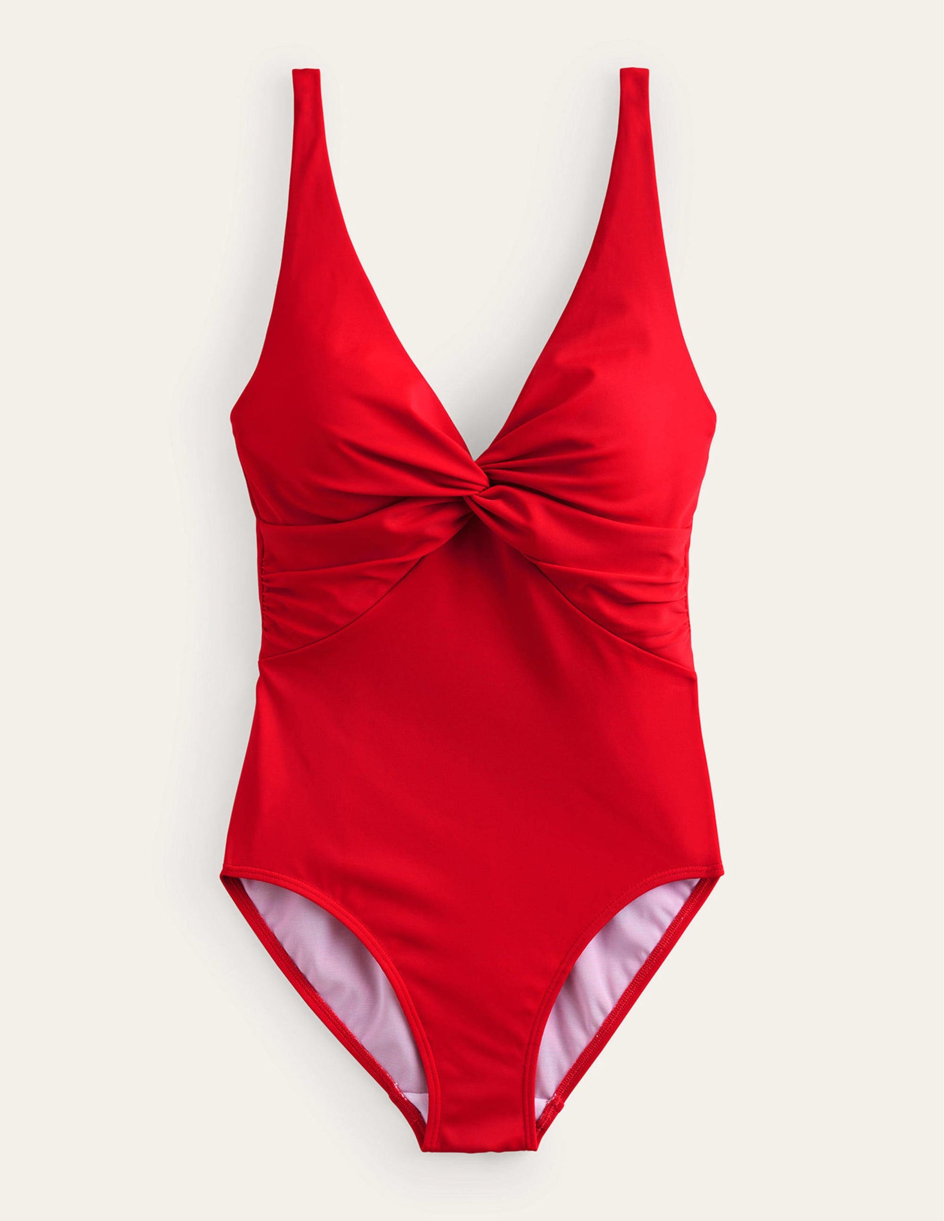 Maillot de bain intemporel torsadé sur le devant-Rouge-5
