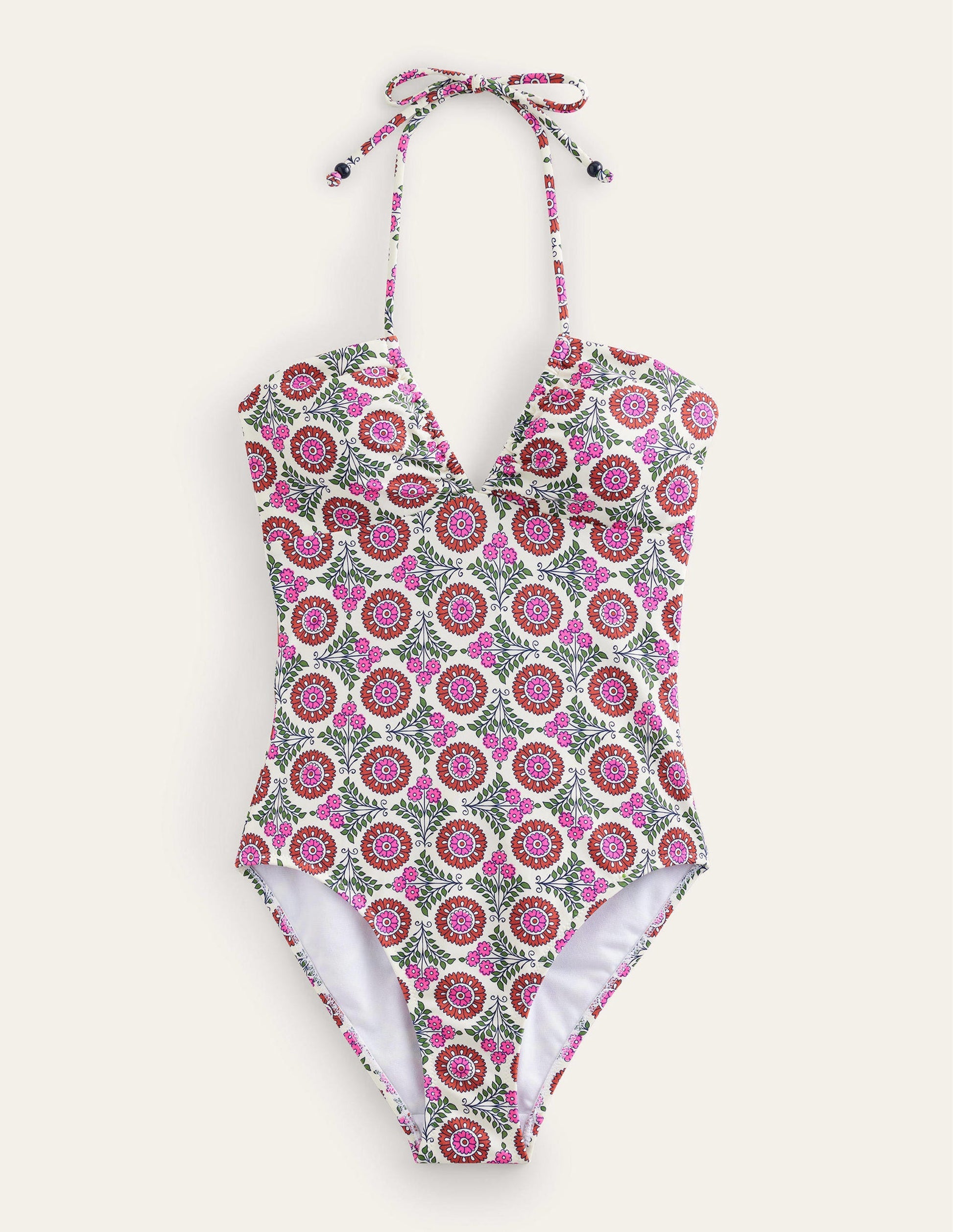 Halterneck Bandeau Swimsuit-Gin Fizz, Sunflower Sprig-5
