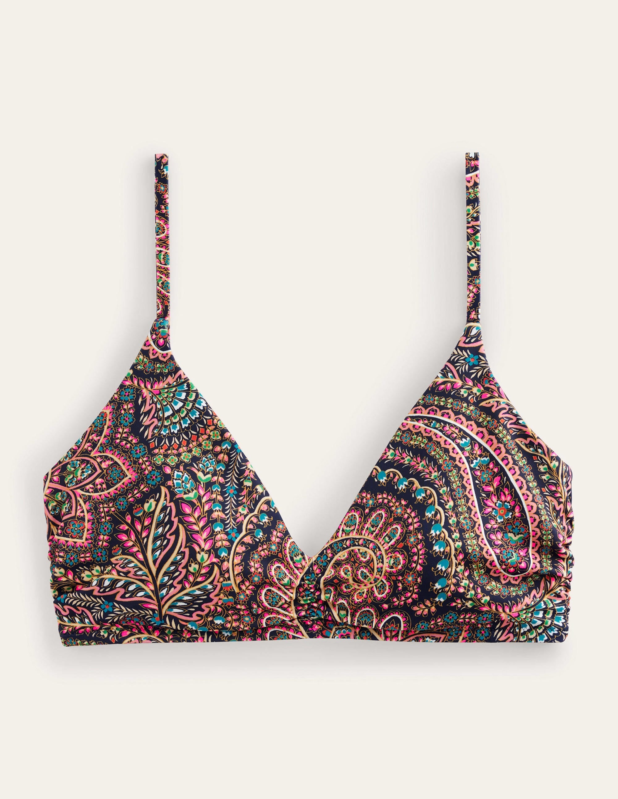 Ruched V-neck Bikini Top-Light Navy, Palace - Image 6
