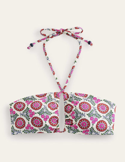 Bandeau-Bikinioberteil mit Neckholder-Gin Fizz, Sonnenblumenzweig