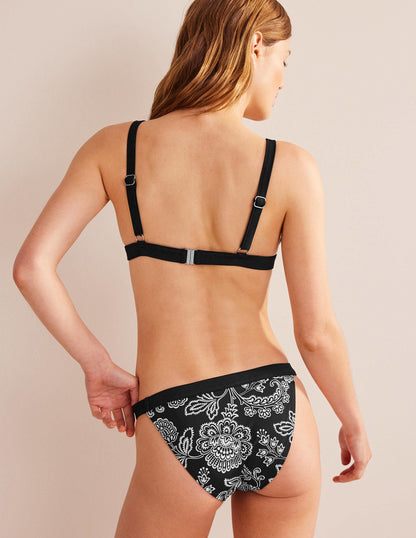 Bikinioberteil mit Einsätzen-Schwarz, Weiße Blumen-3