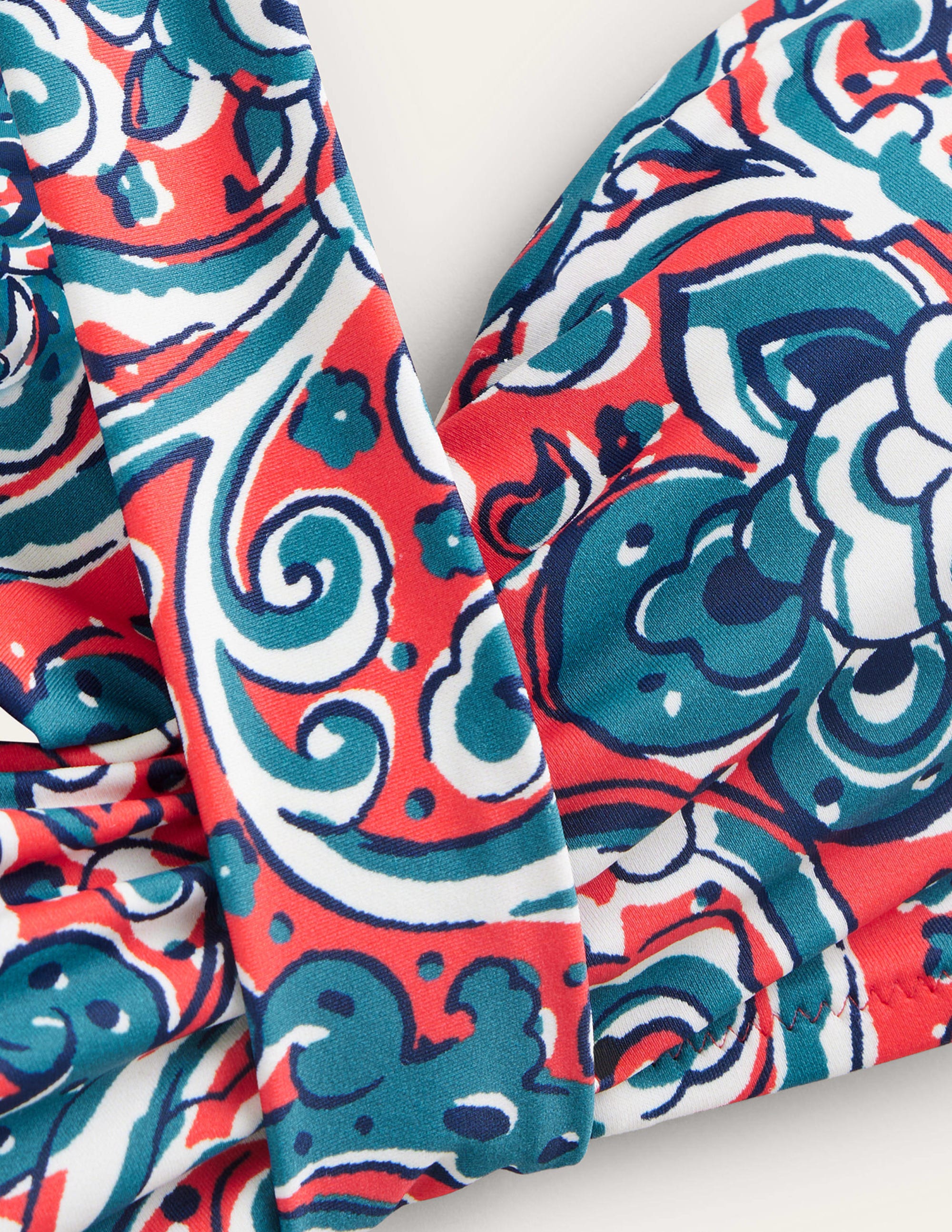 Scarf Bandeau Bikini Top-Dahlia Red, Botanic Terrace - Image 6