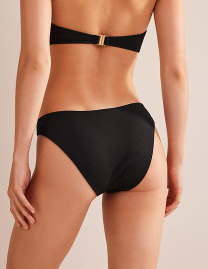 Textured Bikini Bottoms-Black Honeycomb