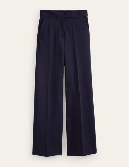 Pantalon Westbourne en point de Rome-Bleu Marine, Petits Pois