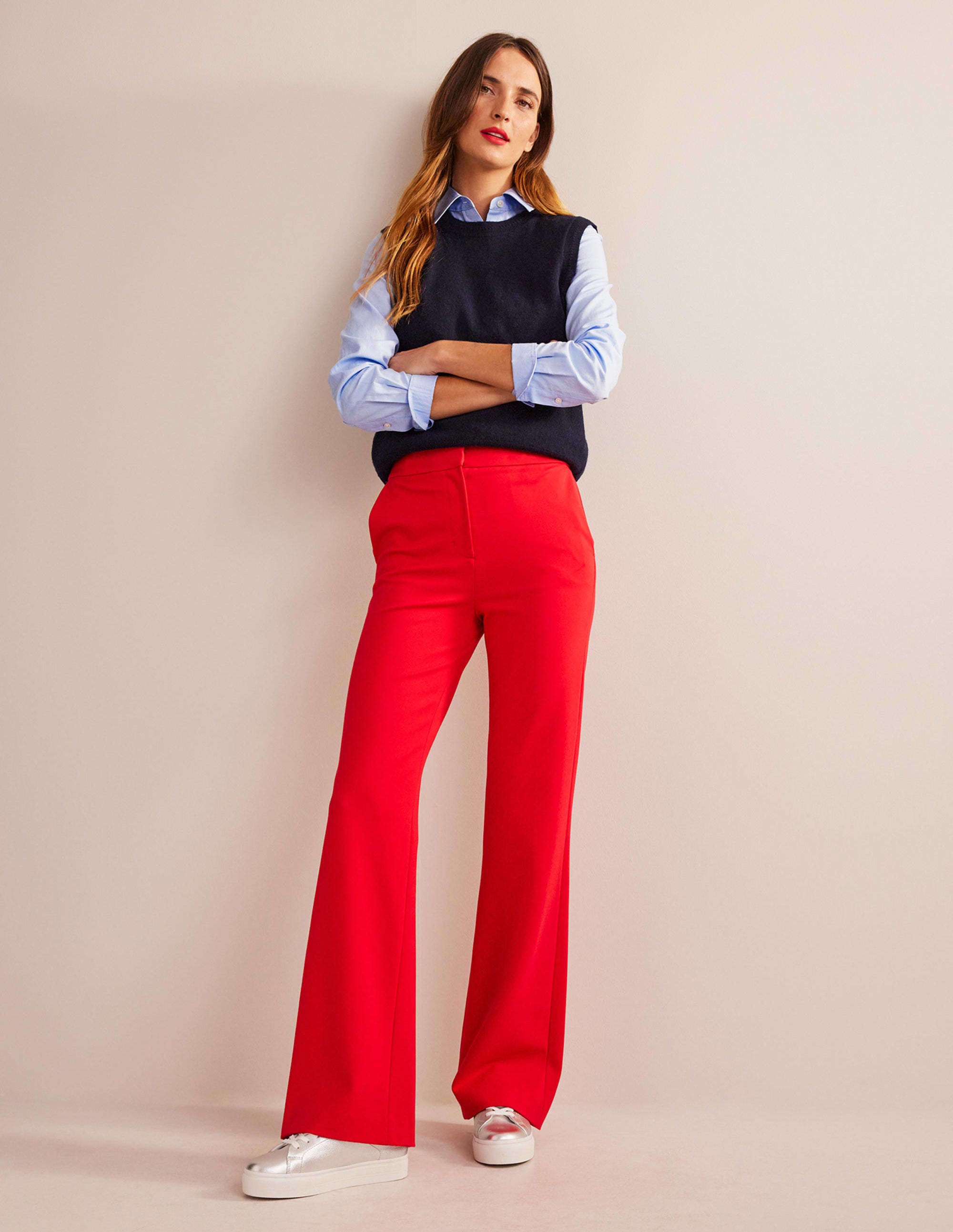 Pantalon Westbourne en point de Rome-Piment fort - Image 1
