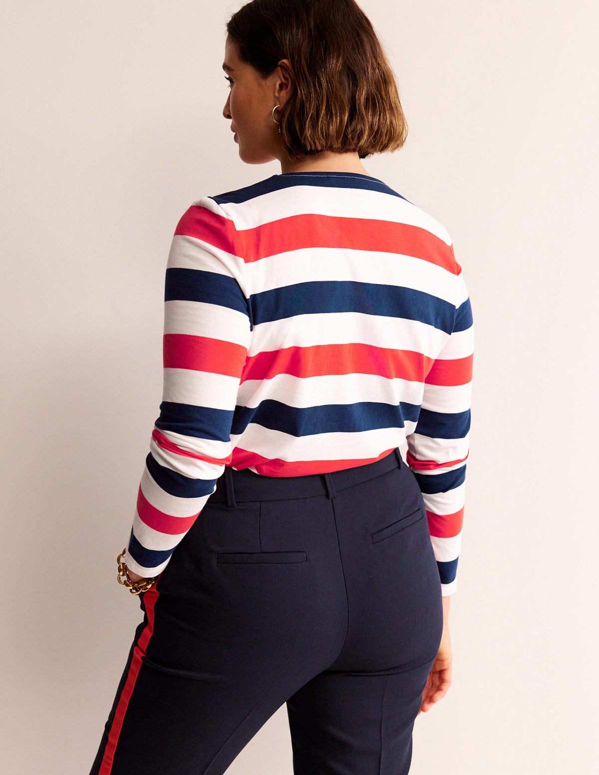 Bea Long Sleeve Breton-Cherry Red and Navy - Image 6