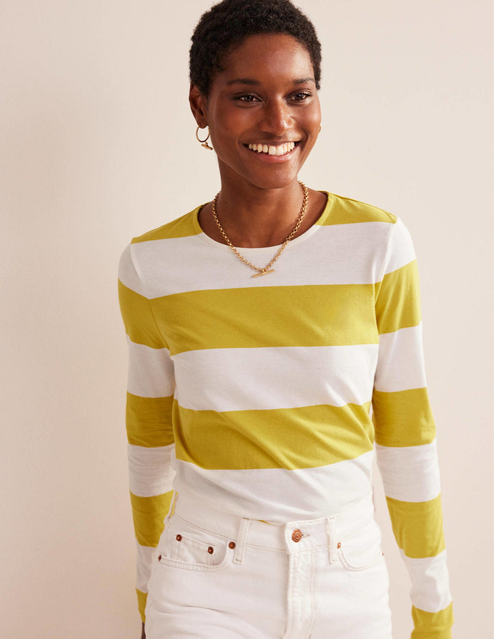 Bea Long Sleeve Breton-Ivory, Yellow