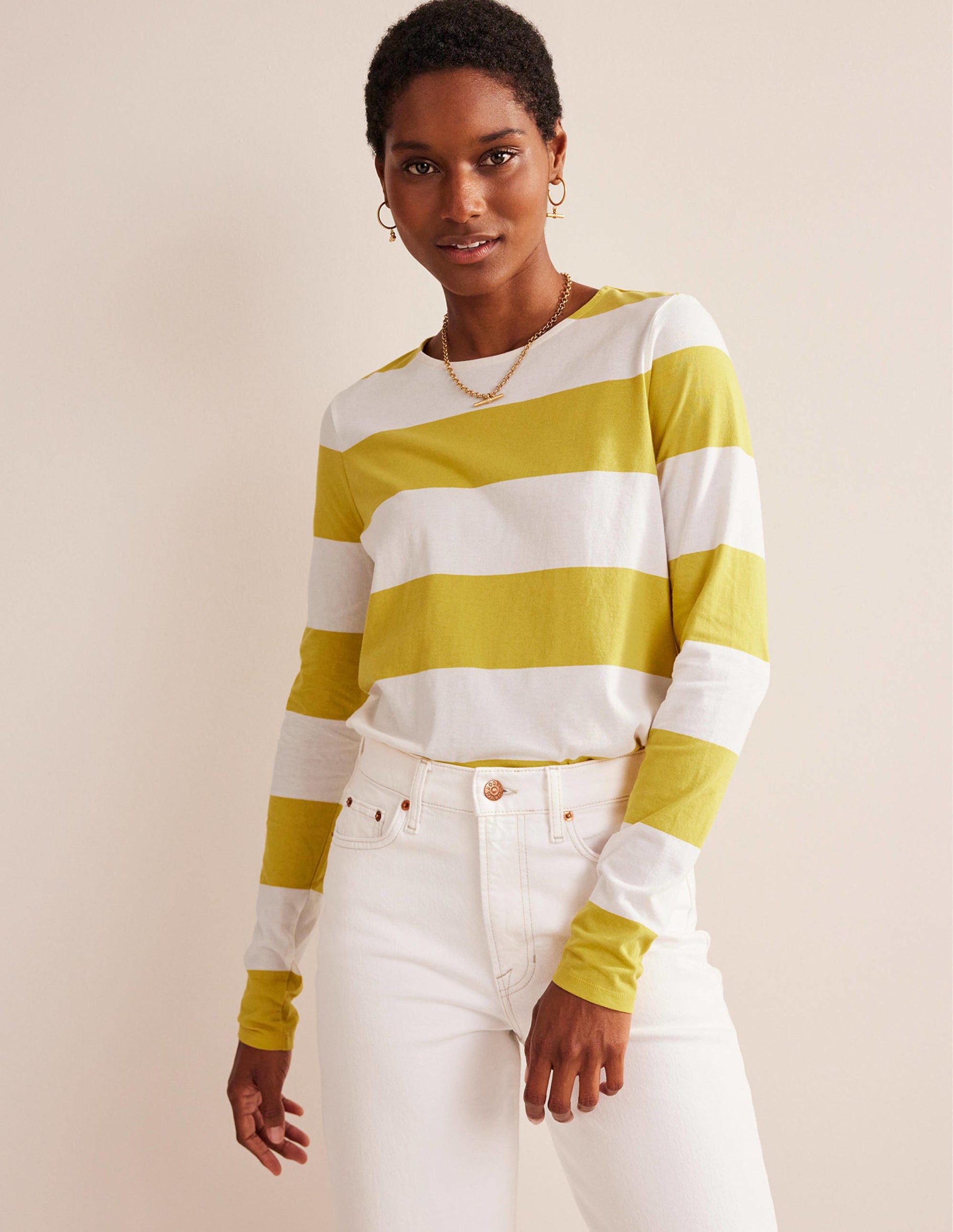 Bea Long Sleeve Breton-Ivory, Yellow-4