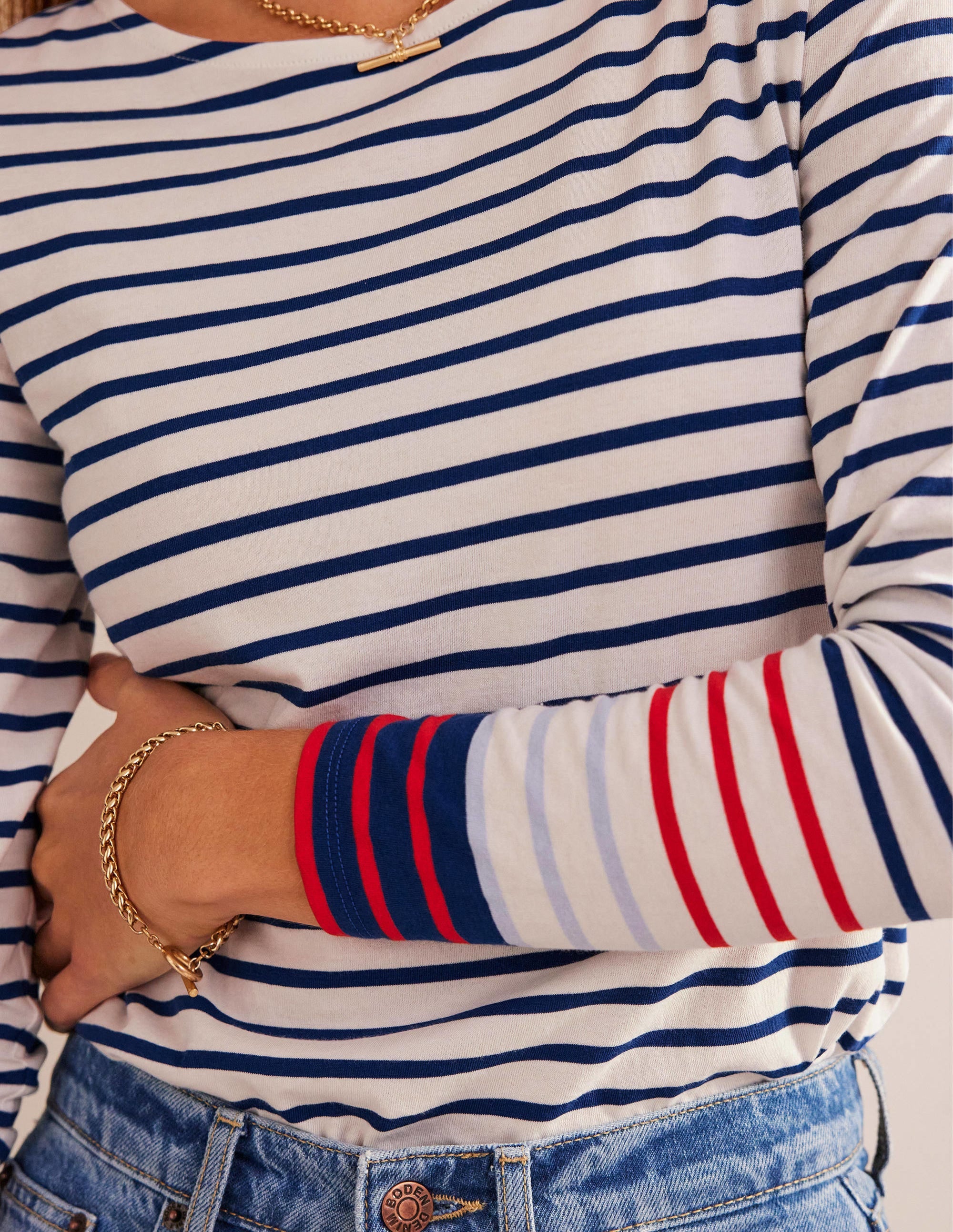 Marinière Ella à manches longues-Rayé multi bleu et rouge - Image 2