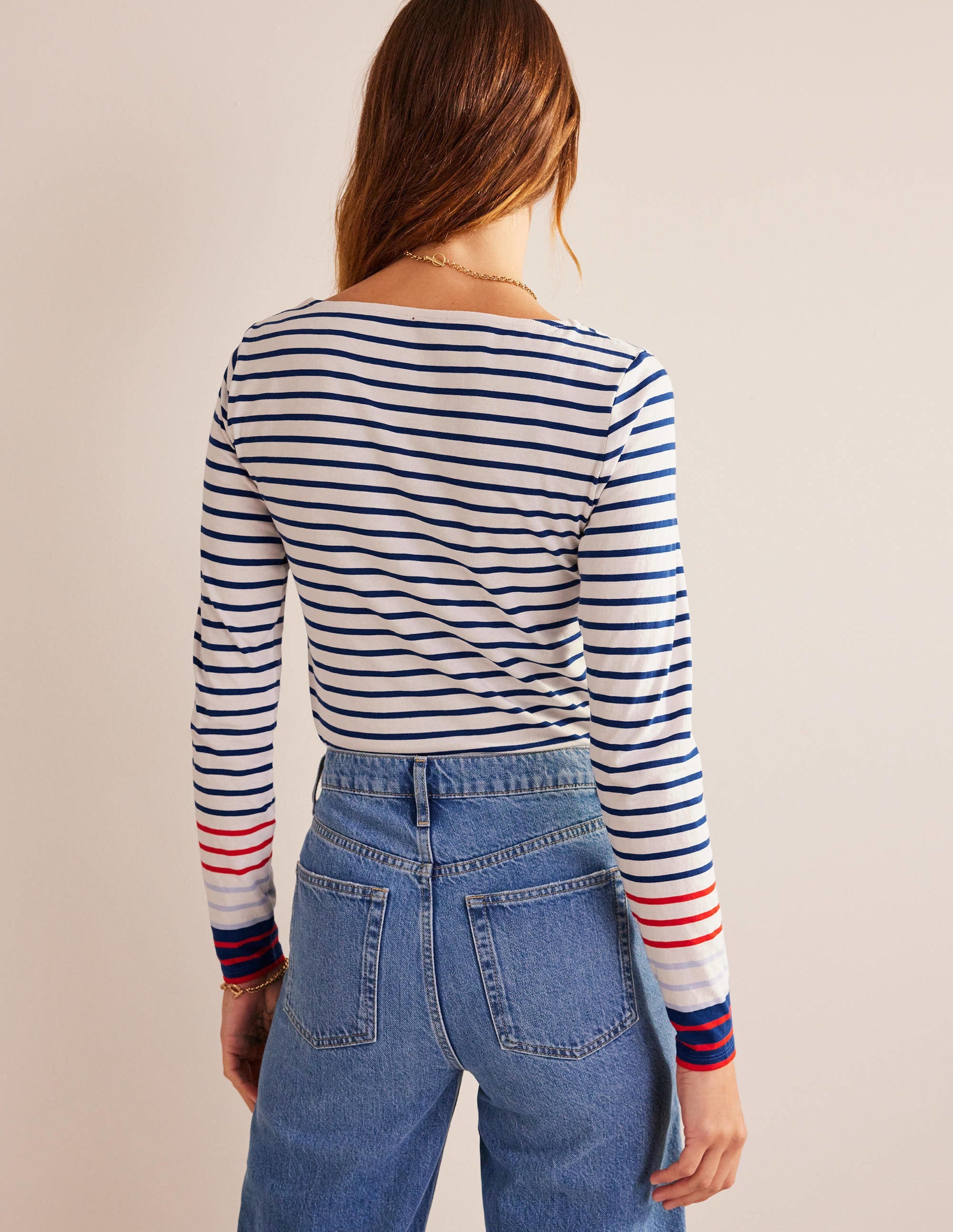 Marinière Ella à manches longues-Rayé multi bleu et rouge - Image 3