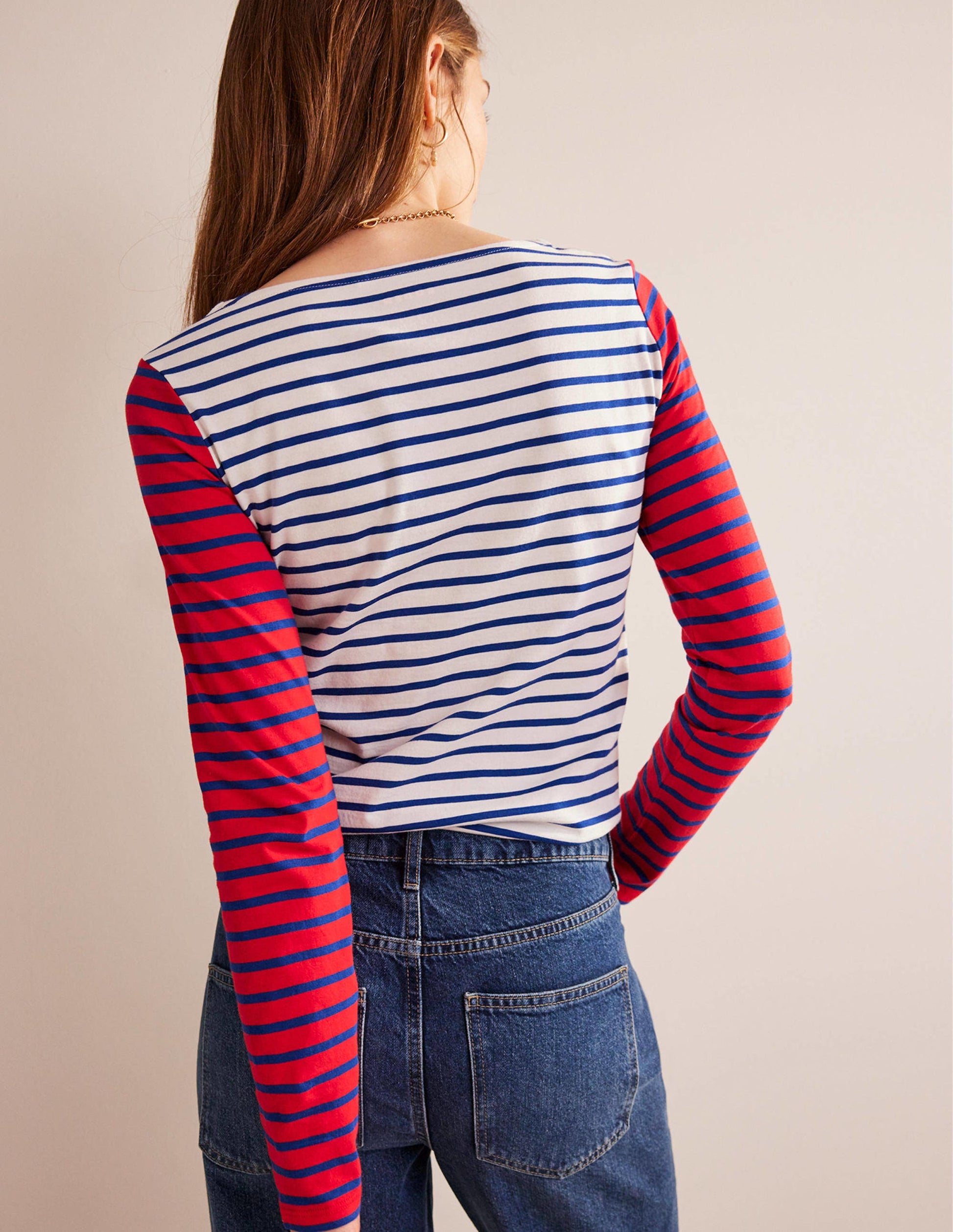 Ella Breton-Shirt mit langen Ärmeln-Naturweiß, Kobaltblau, Pepperoni-4