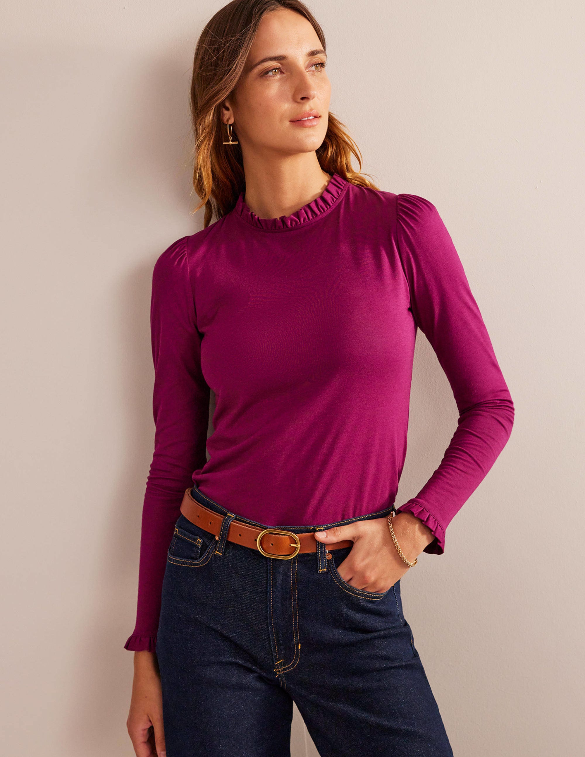 Top volanté ultra-doux-Prune de Damas - Image 1