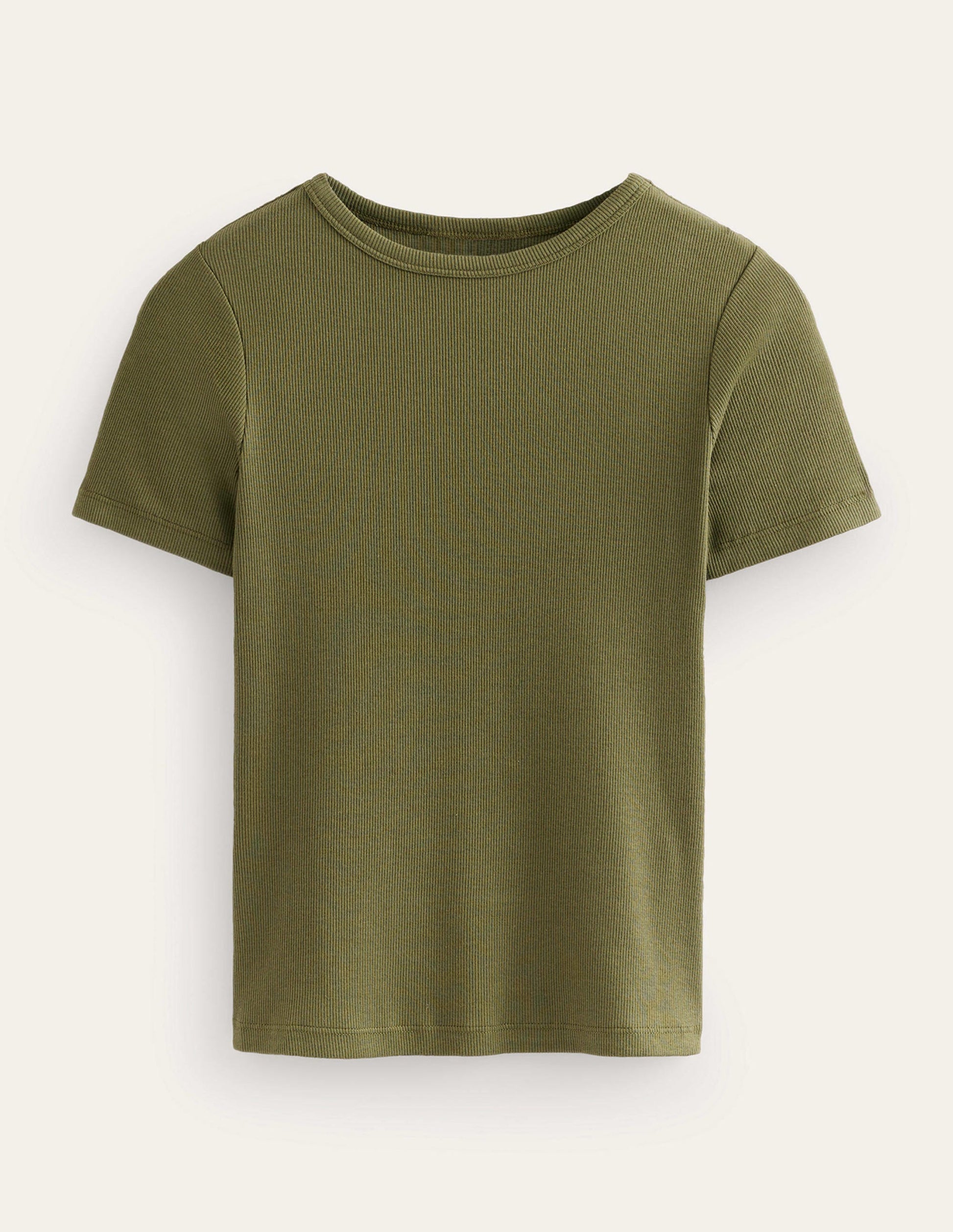 T-shirt côtelé en coton-Épicéa-5