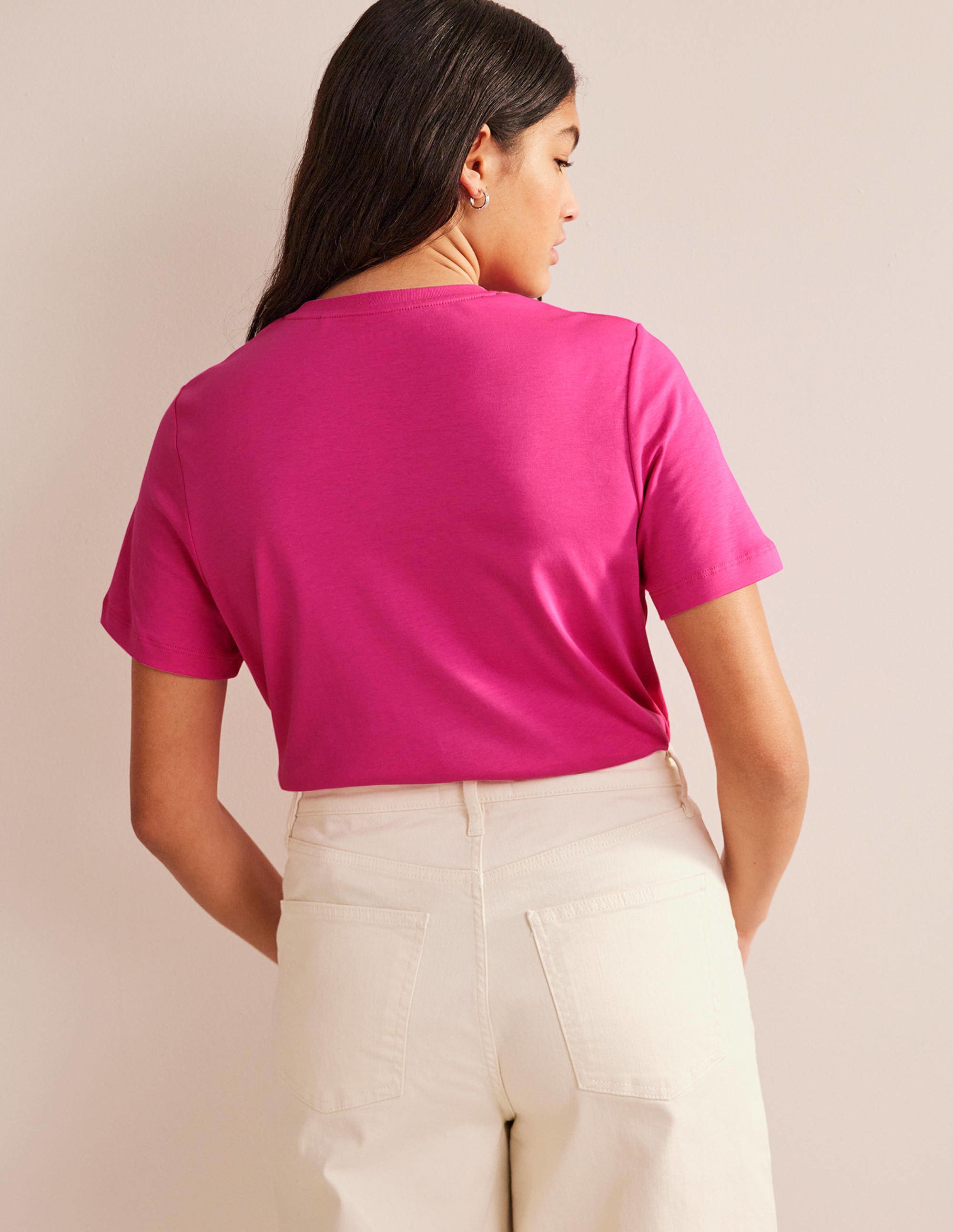 T-shirt col rond en coton-Fedora fuchsia - Image 2