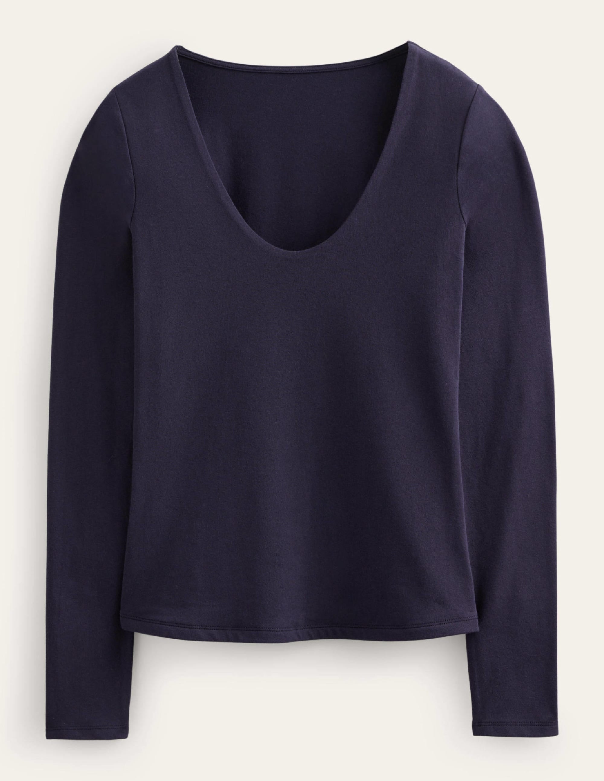 Double Layer Scoop Neck Top-Navy - Image 5