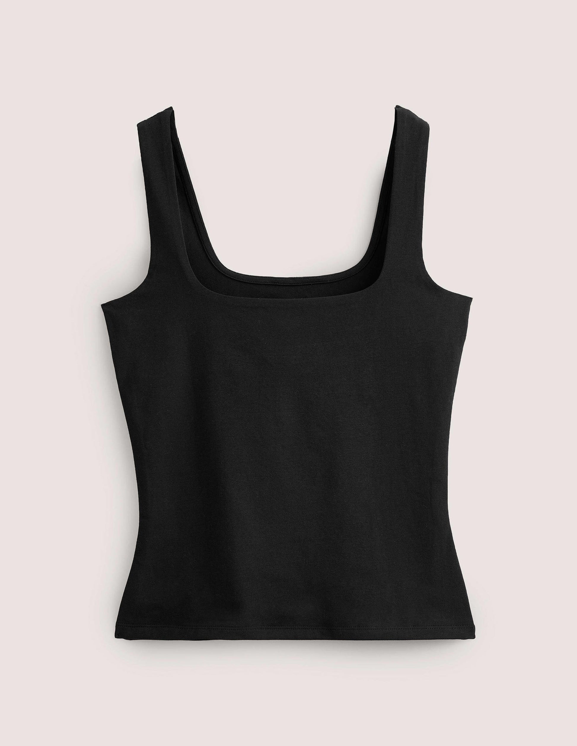 Doppellagiges Tanktop mit eckigem Ausschnitt-Schwarz-5