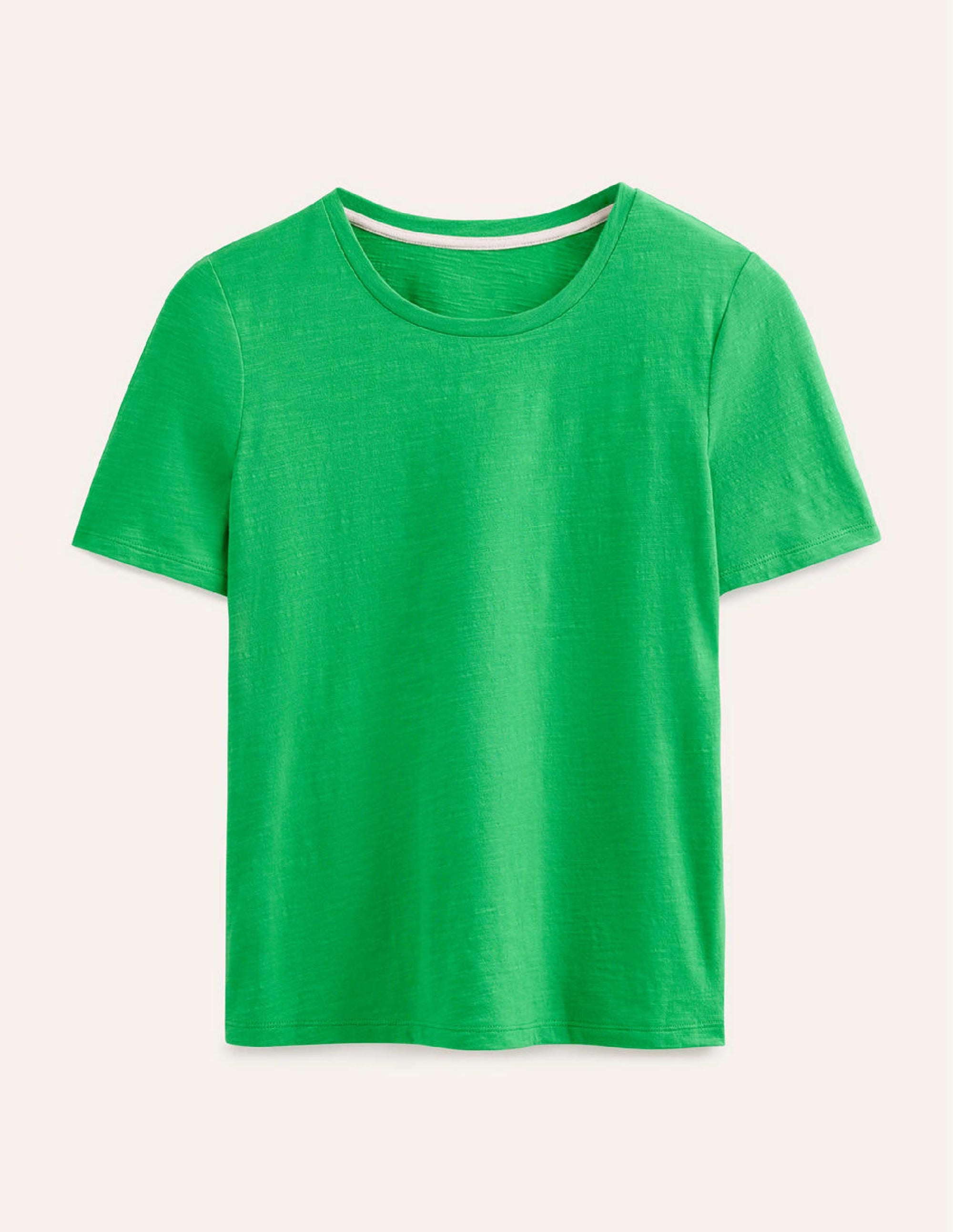 T-shirt col rond en coton-Vert vif - Image 5