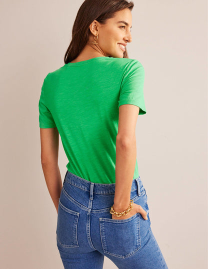 Cotton Crew Neck T-Shirt-Bright Green-3