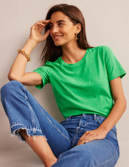 Cotton Crew Neck T-Shirt-Bright Green-4