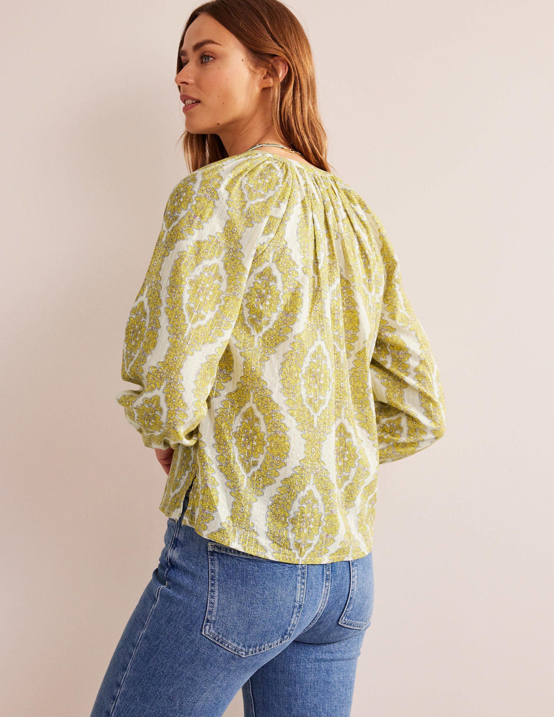 Printed Notch-Neck Sparkle Top-Pineapple, Botanic Wreath-3