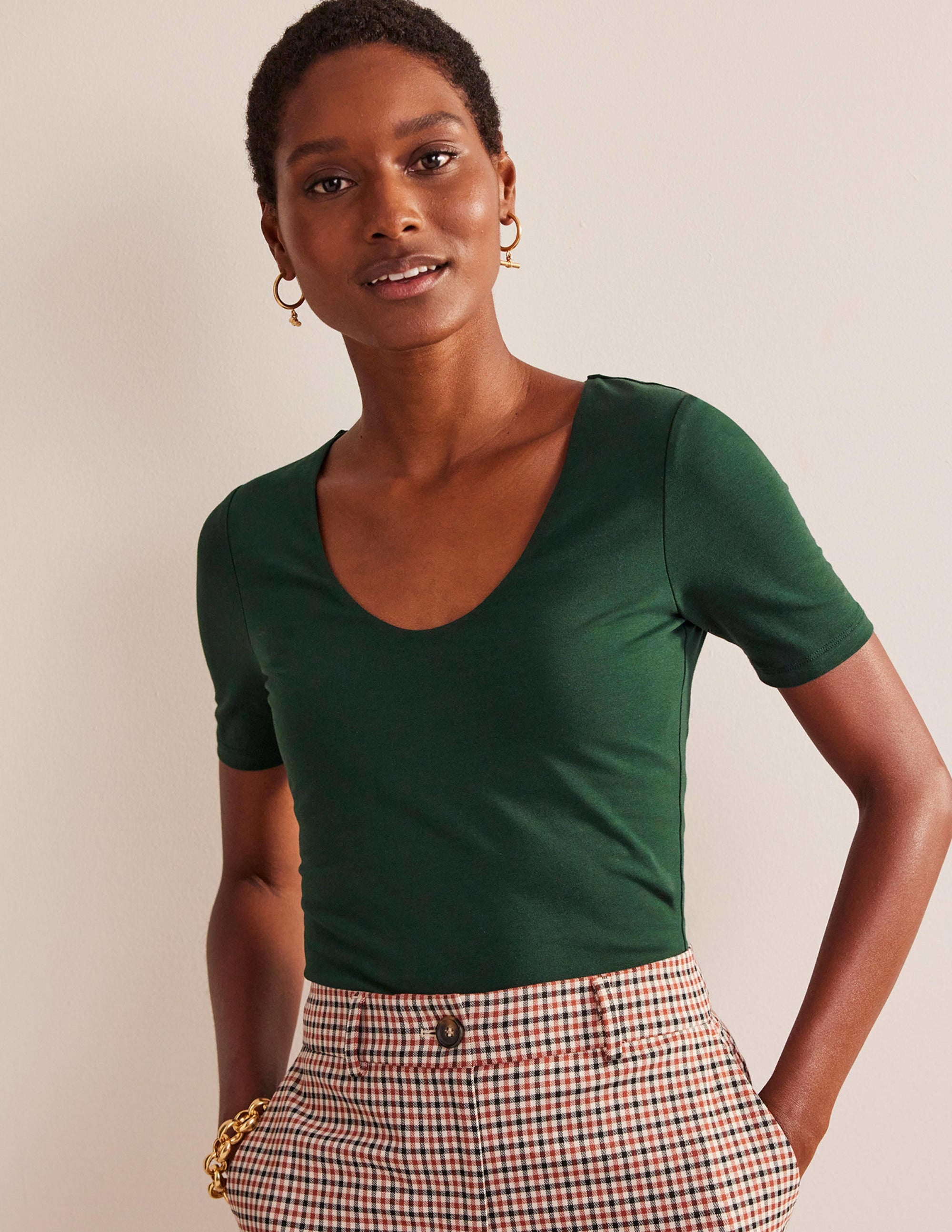 Double Layer Short Sleeve Top-Chatsworth Green - Image 1