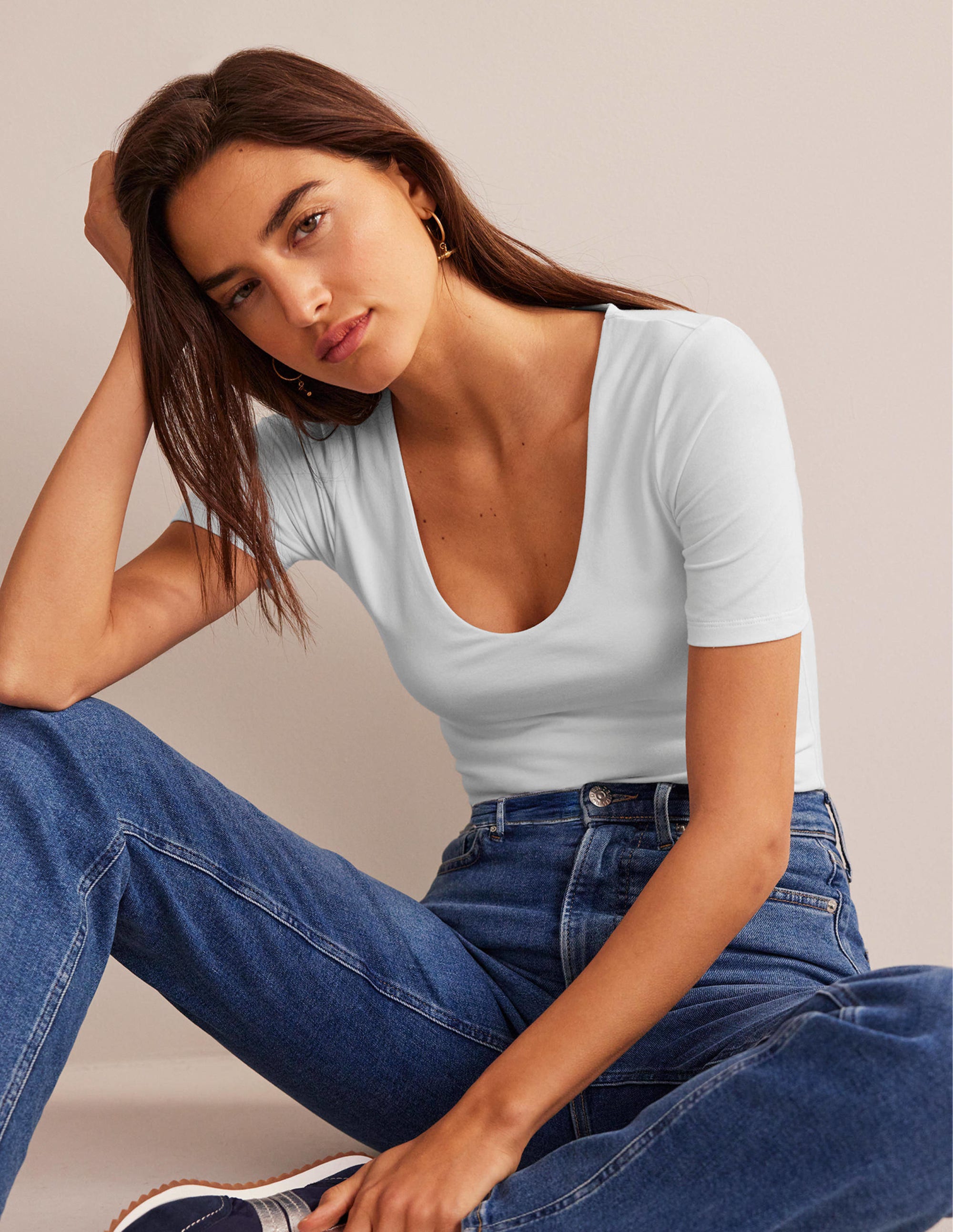 Double Layer Short Sleeve Top-White - Image 1