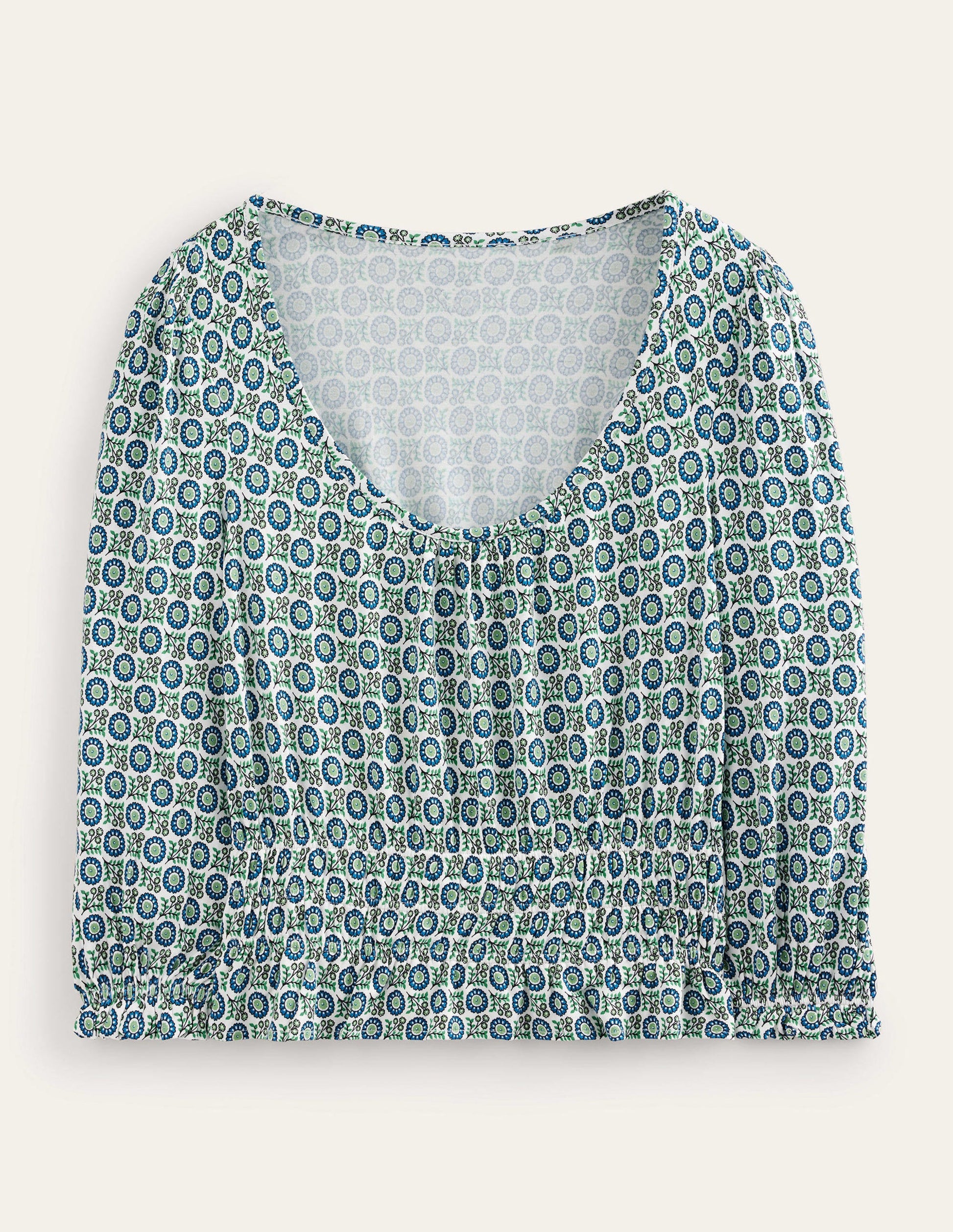 Smocked Jersey Peplum Top-Aegean Blue, Sunflower Spring-5