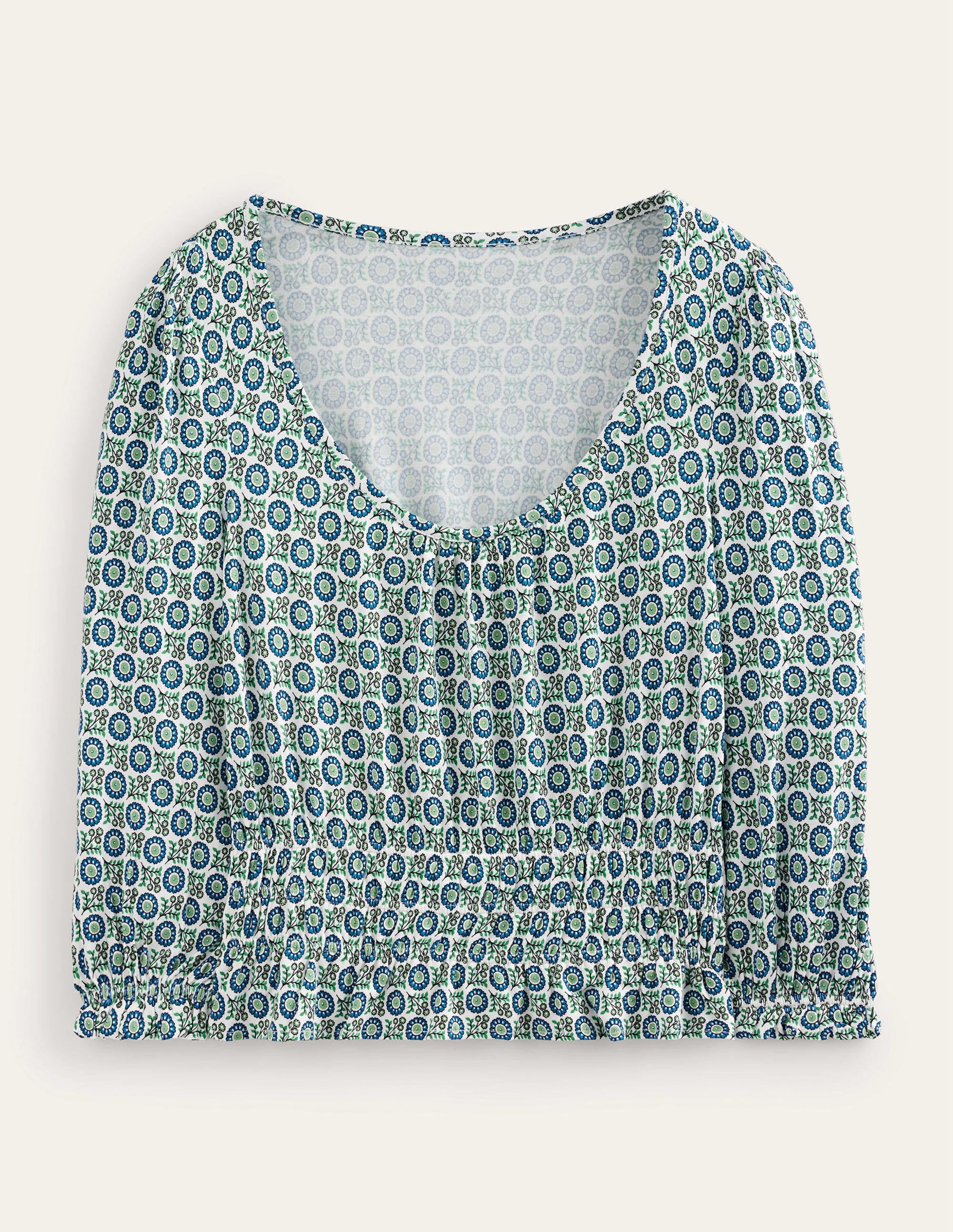 Smocked Jersey Peplum Top-Aegean Blue, Sunflower Spring - Image 5