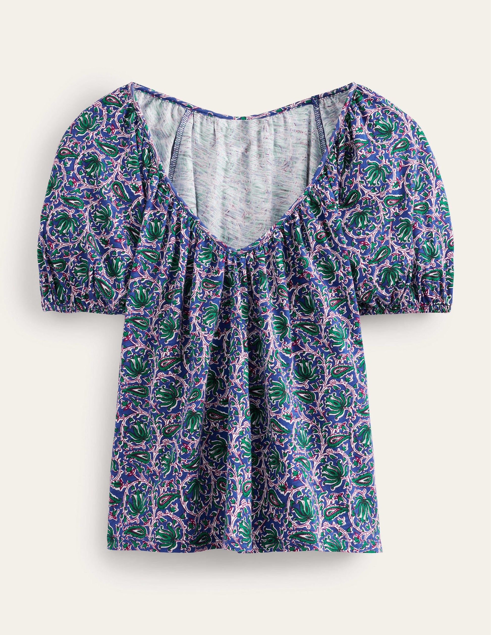 V-Neck Jersey Swing Top-Blue Wave, Botanic Vine-5