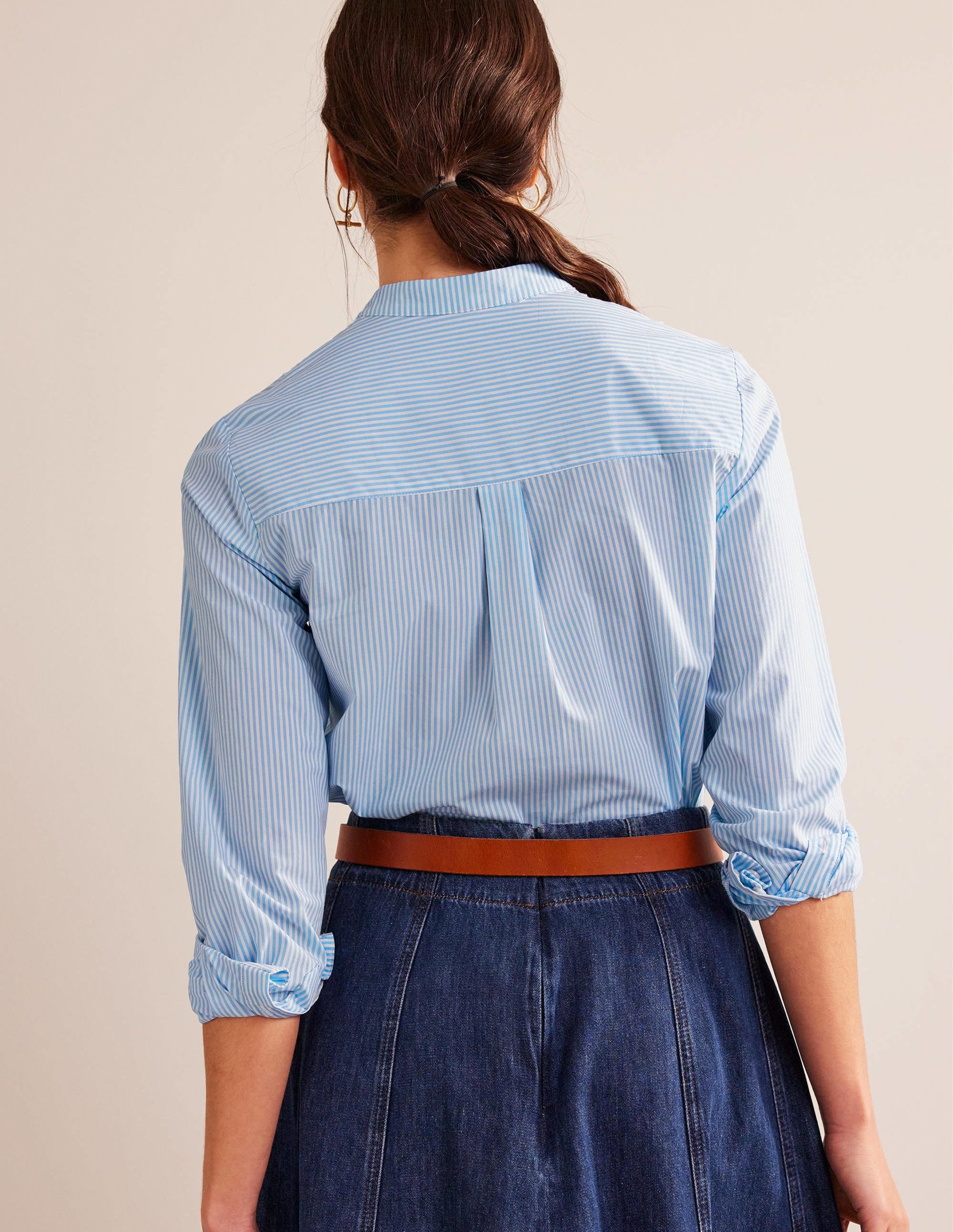 Chemise en popeline avec empiècement en dentelle-Coutil bleuet - Image 3