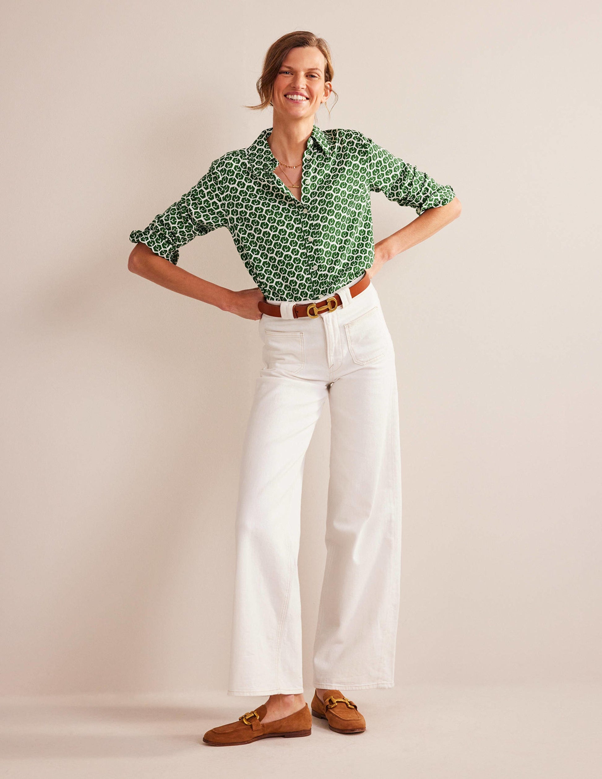 Chemise droite-Vert hivernal, motif Rêverie-4