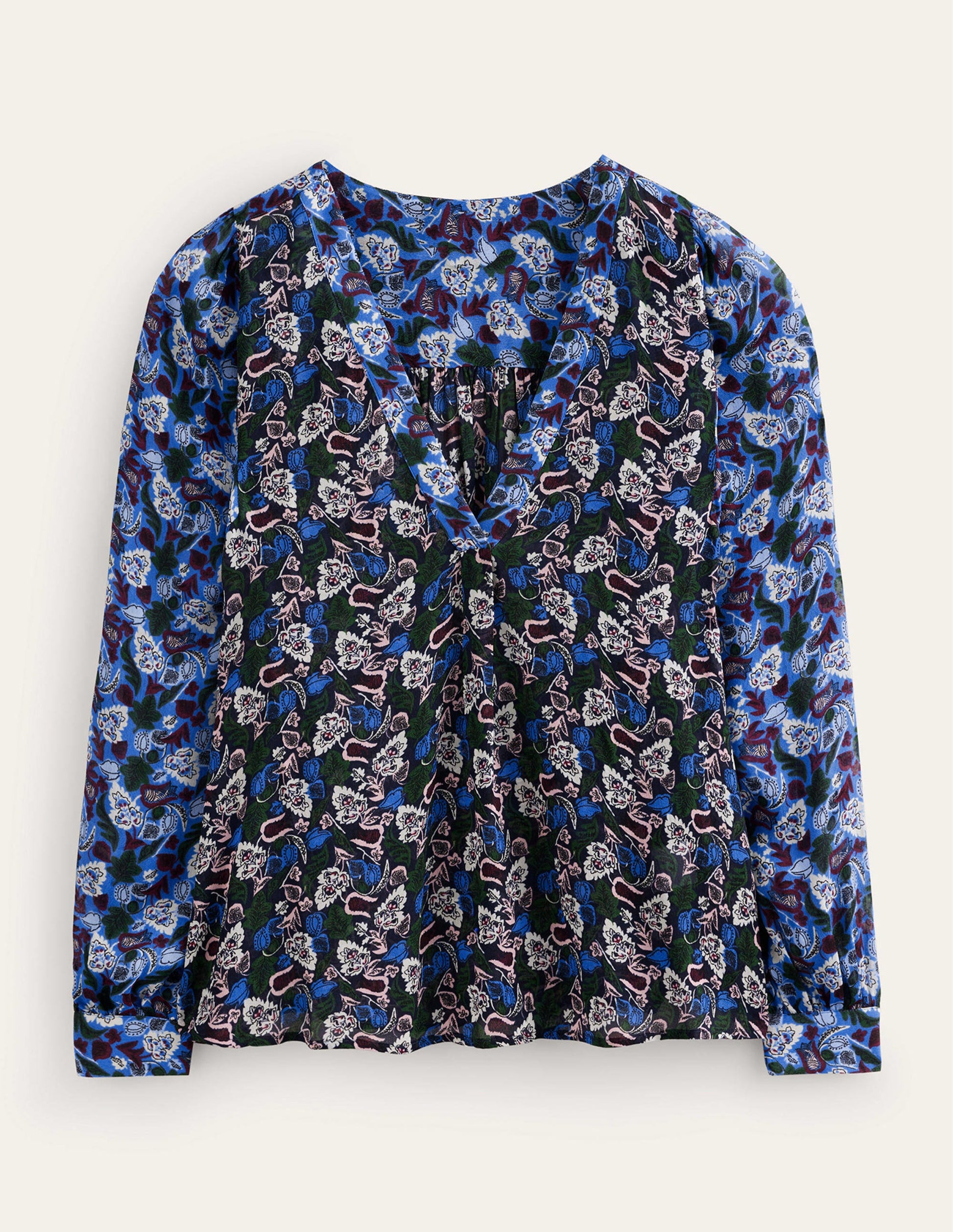 Hübsche Bluse mit V-Ausschnitt-Bunt, Tulpe-8