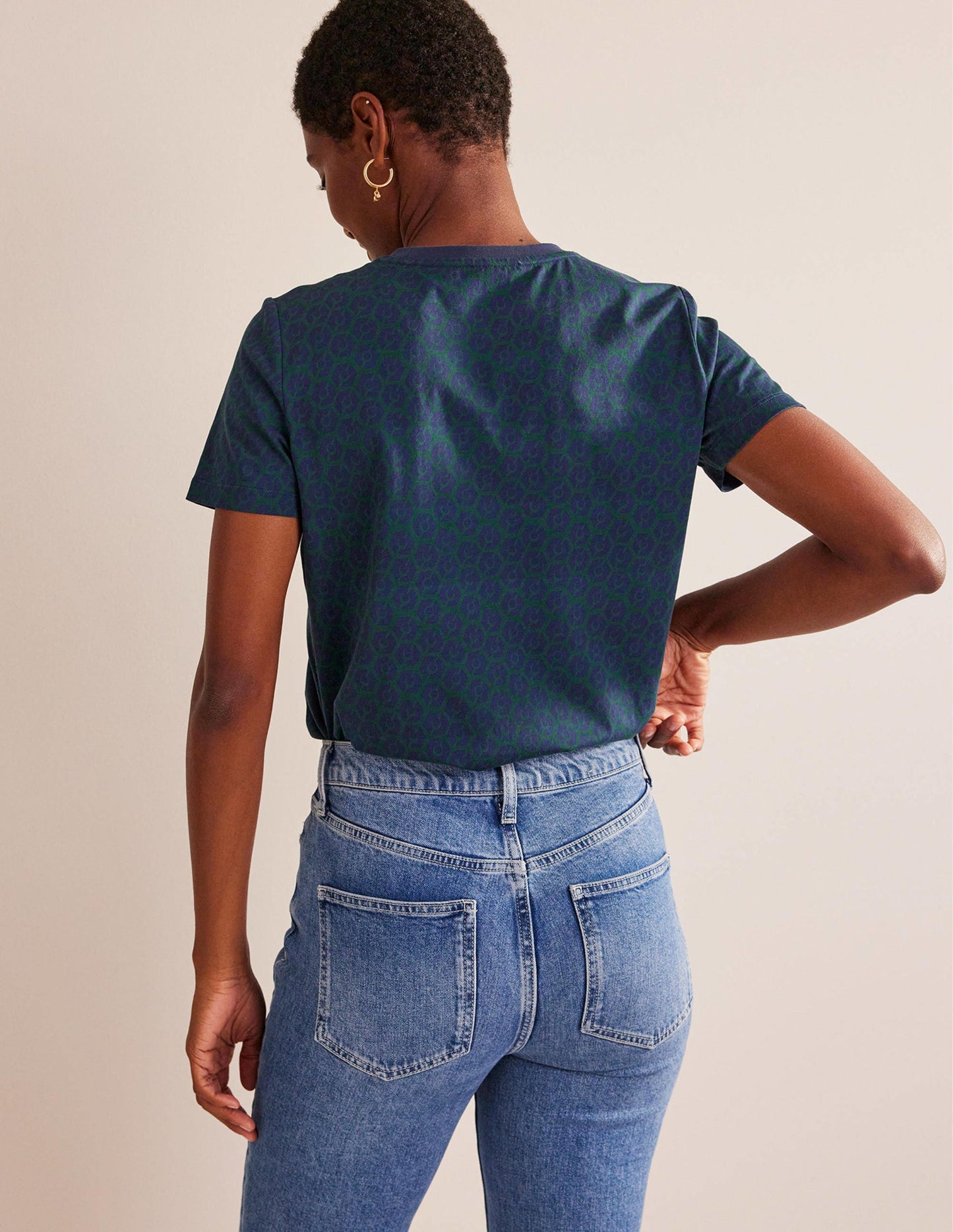 T-Shirt mit Druck und Rundhalsausschnitt-Dunkles Smaragdgrün, Reverie