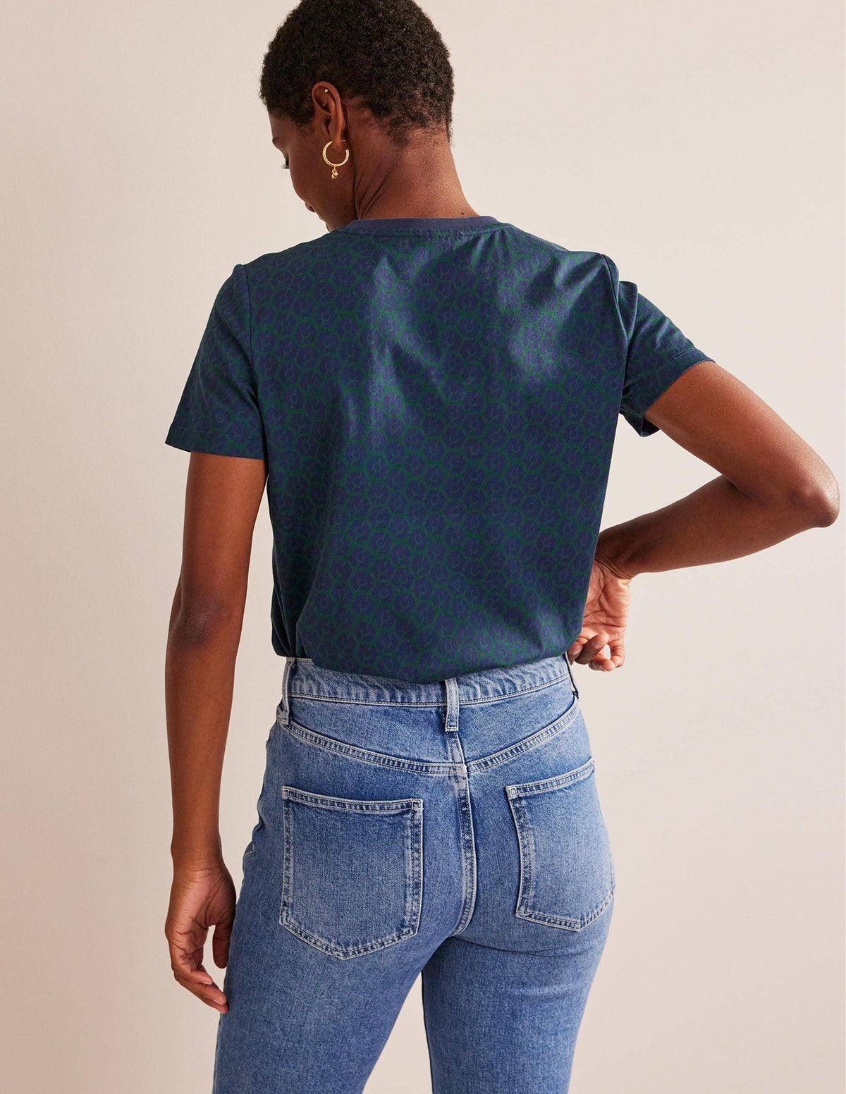 T-Shirt mit Druck und Rundhalsausschnitt-Dunkles Smaragdgrün, Reverie - Image 3