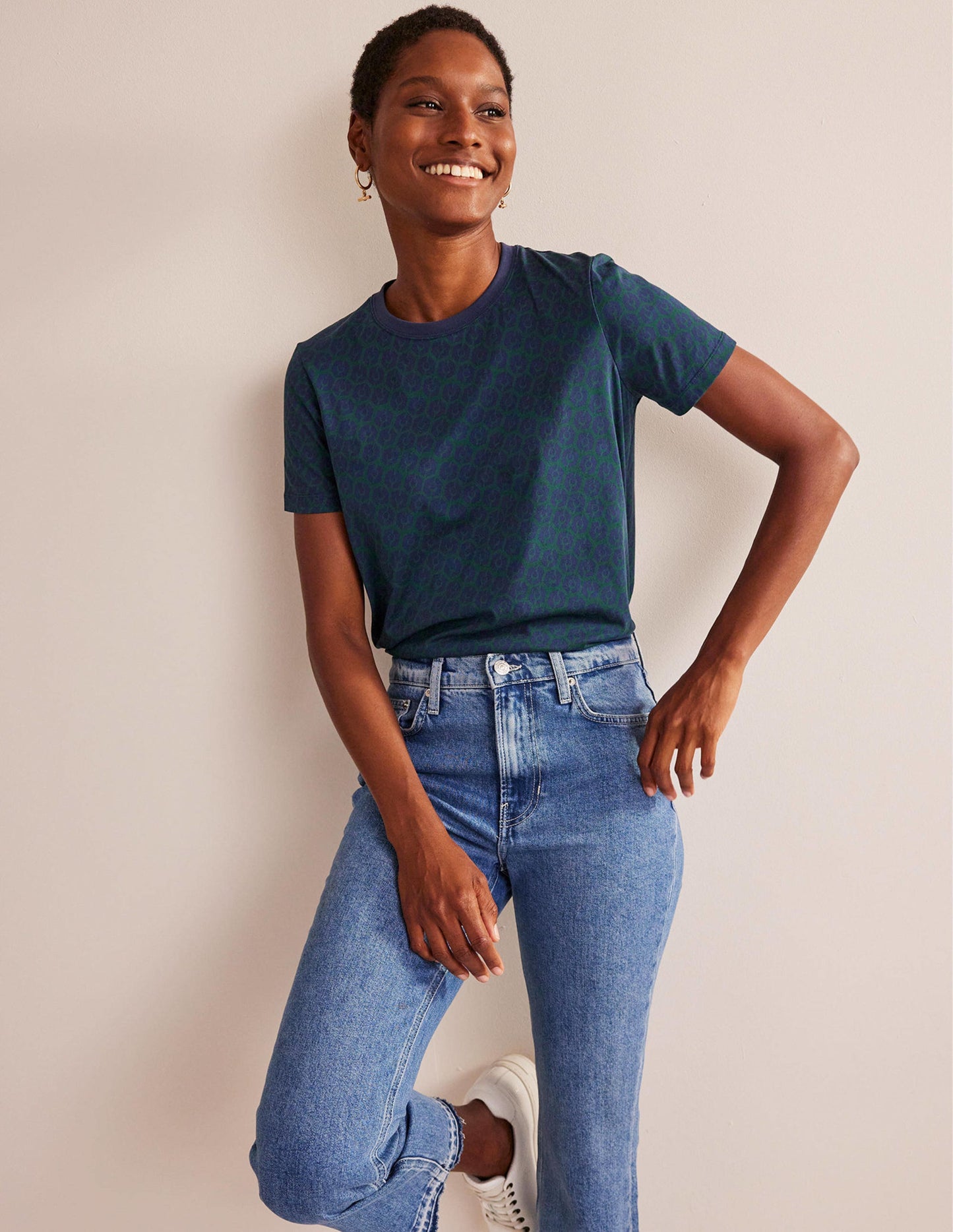 T-Shirt mit Druck und Rundhalsausschnitt-Dunkles Smaragdgrün, Reverie