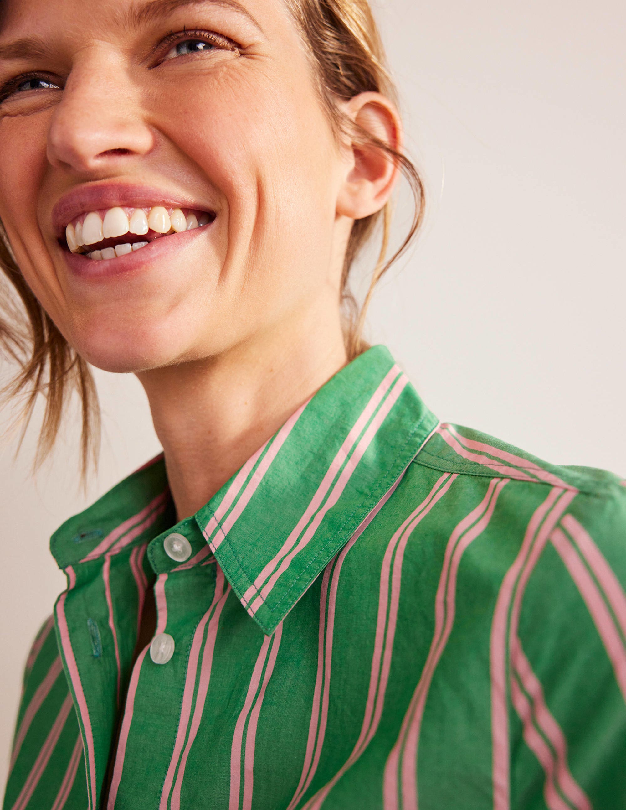 Chemise Sienna en coton-Rayé tramway vert et rose - Image 2