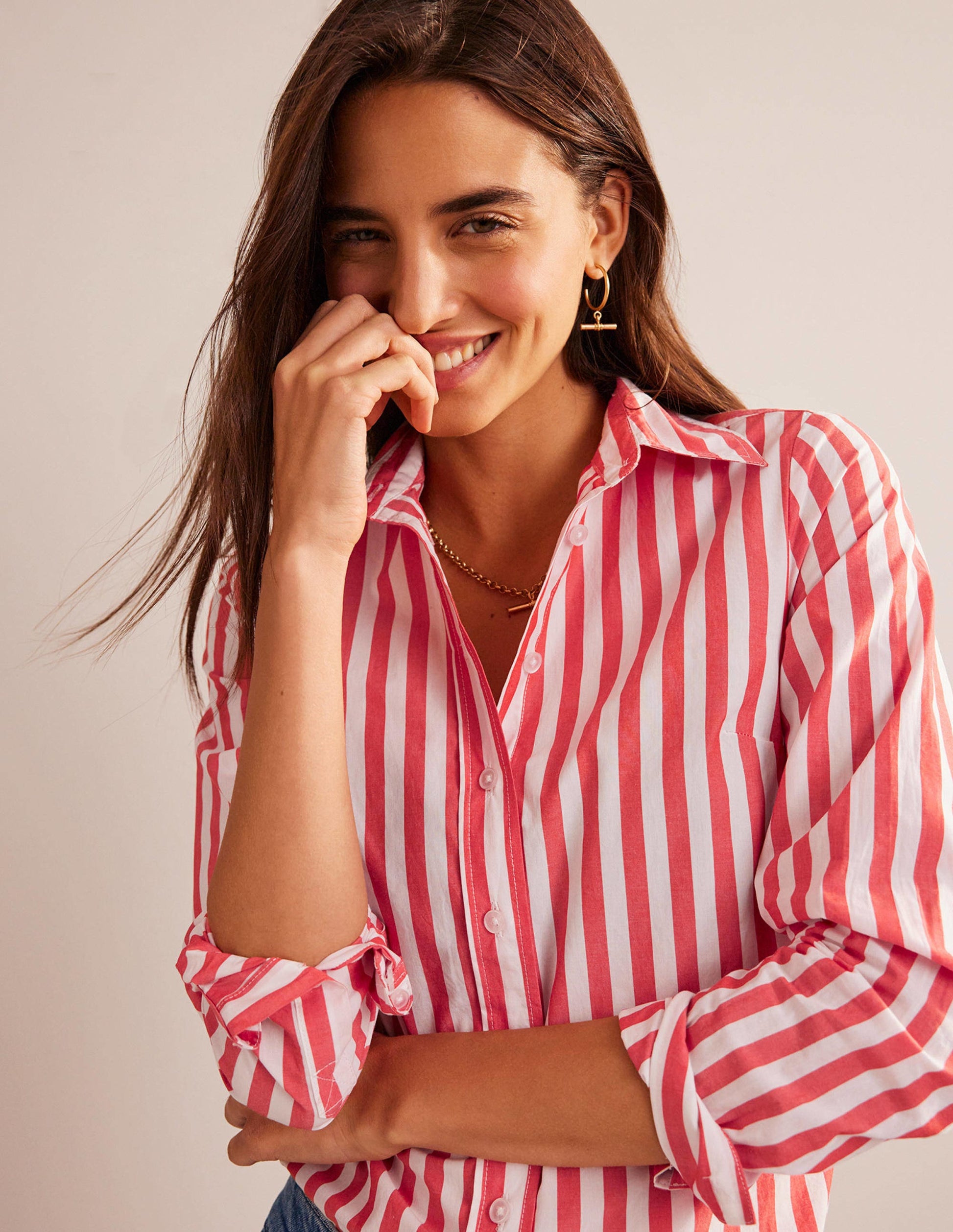 Chemise Sienna en coton-Leuchtend Rote Streifen-1