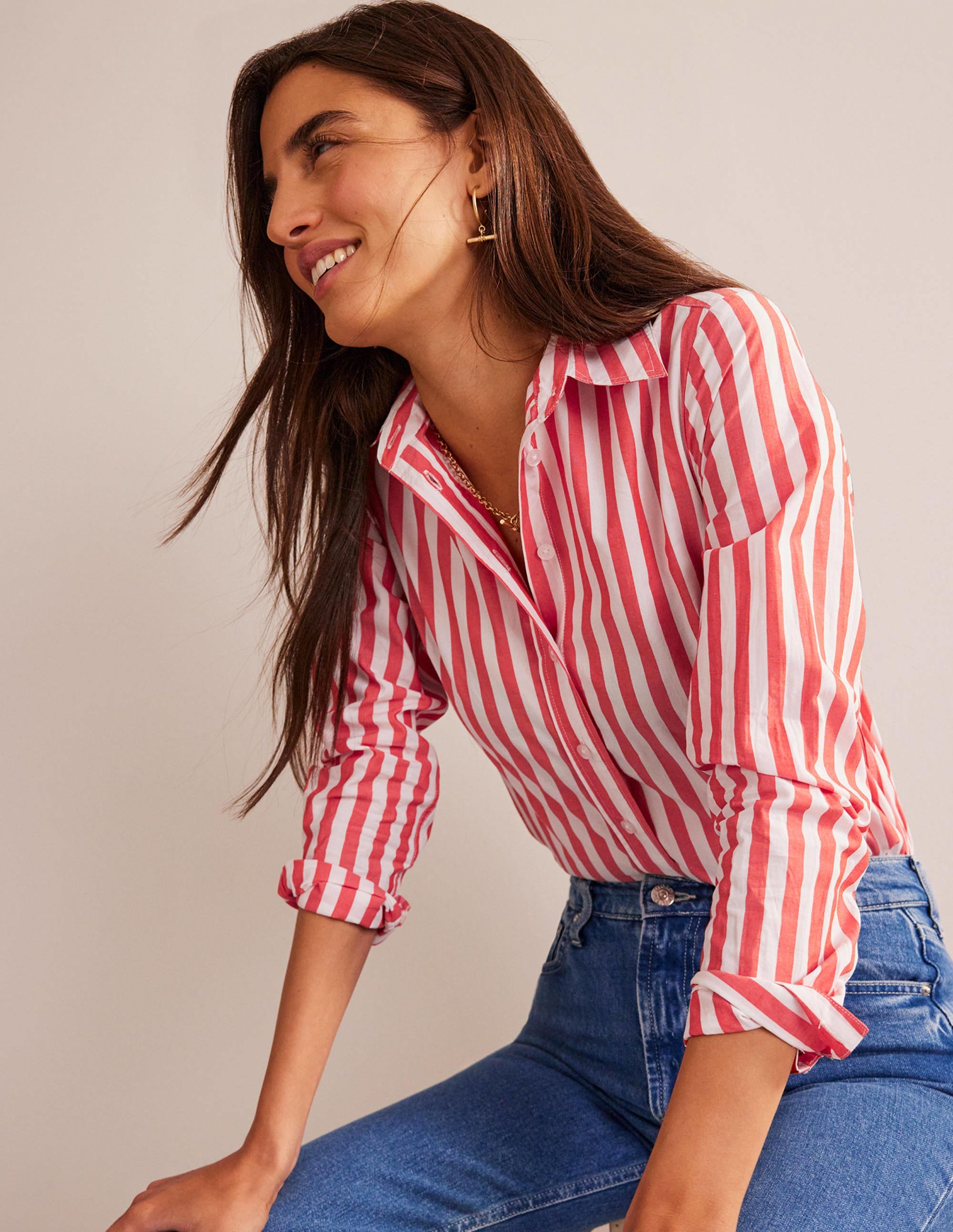 Chemise Sienna en coton-Leuchtend Rote Streifen - Image 2